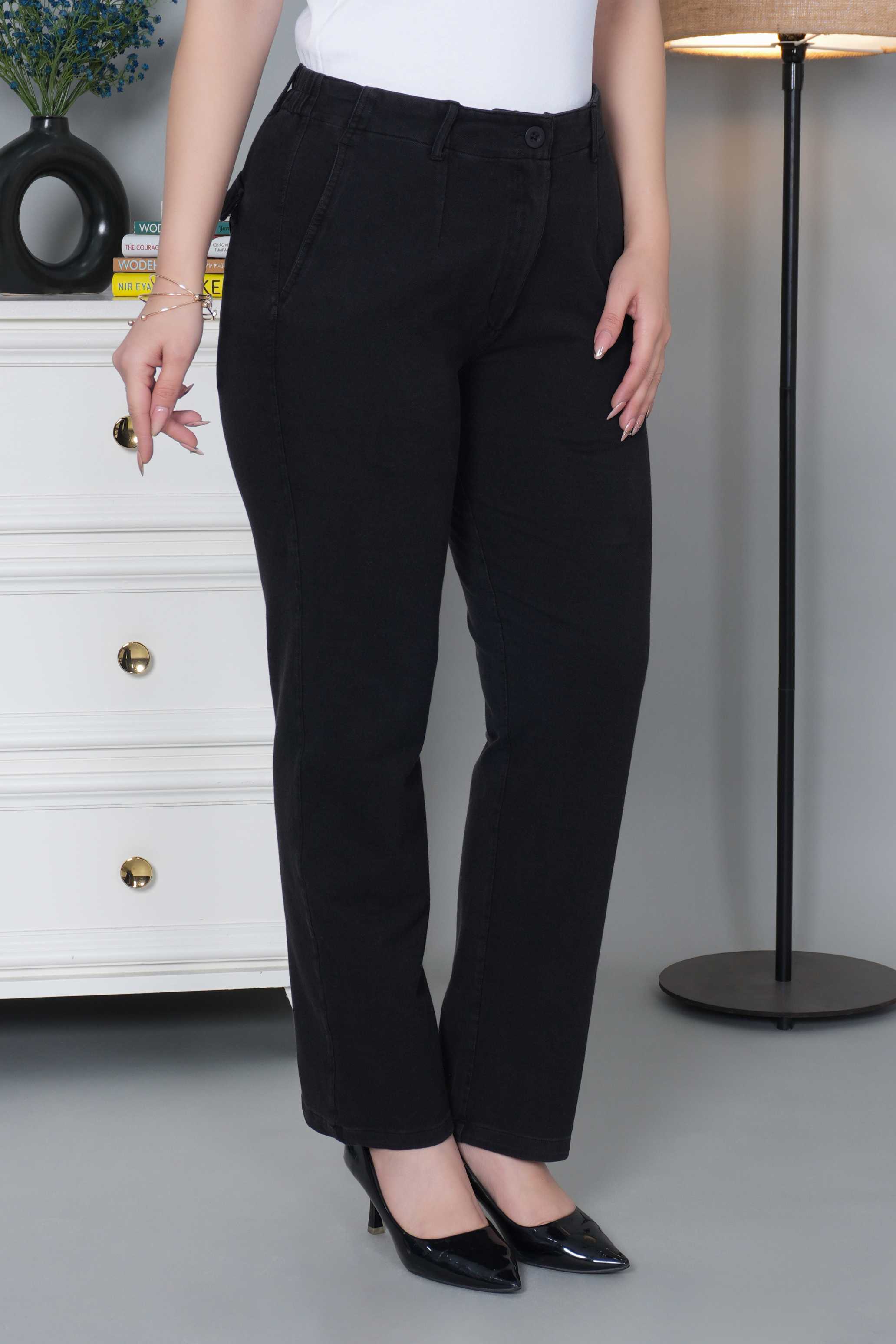 Grey denim straight pant