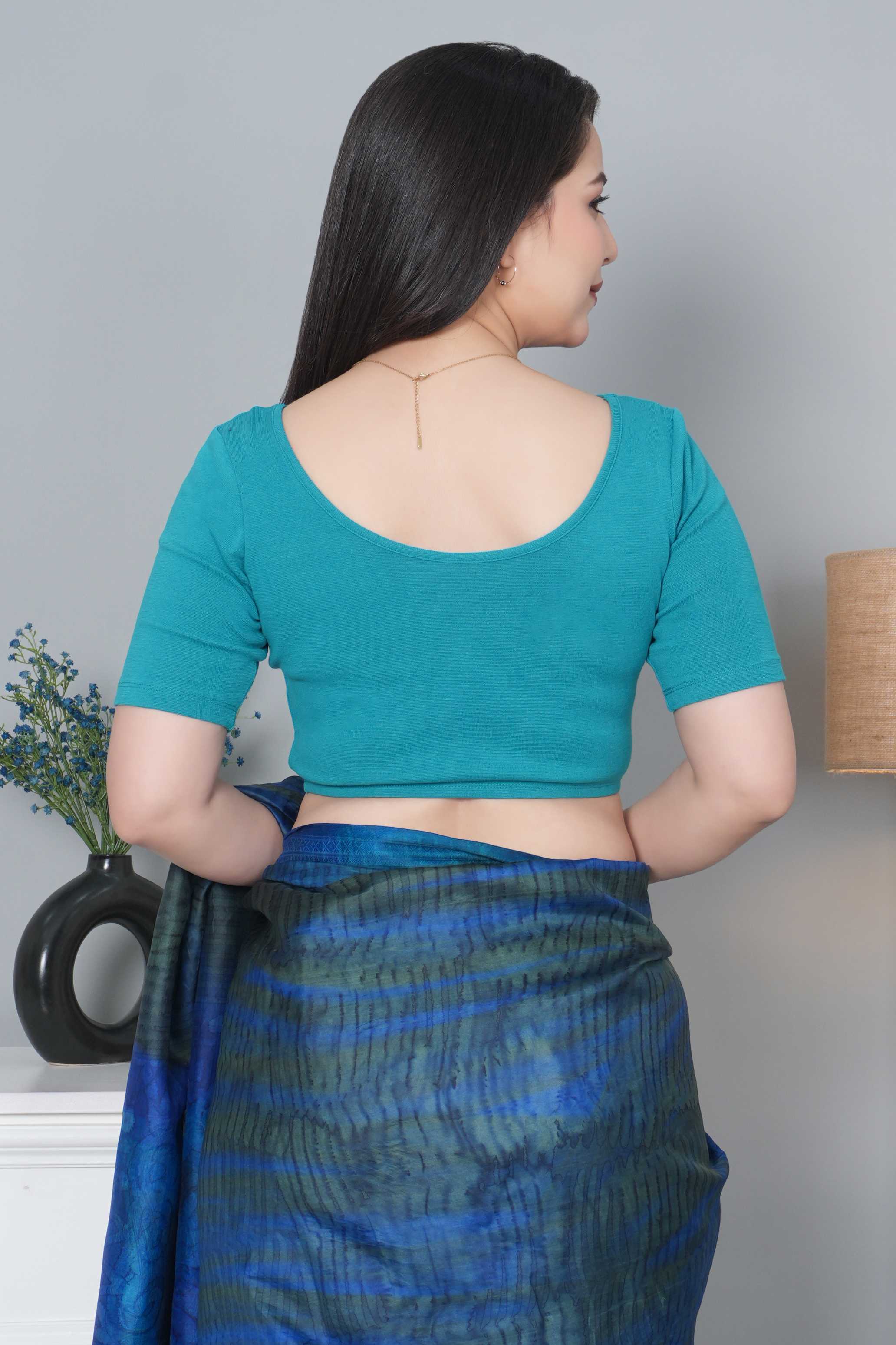 Rama Green Rib Blouse [ 100% USA HQ Cotton, 280 GSM non transparent fabric ]