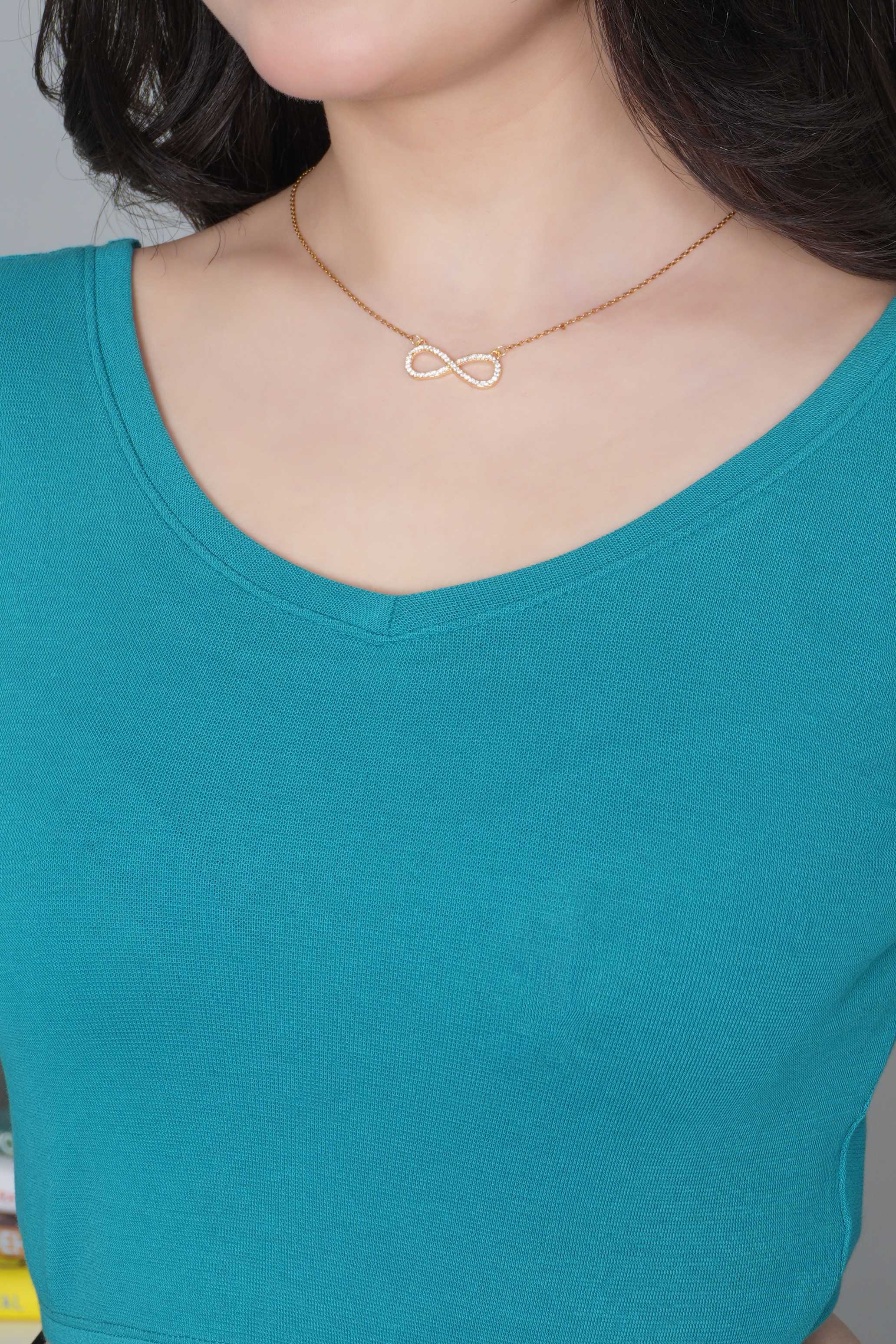 Rama Green Rib V Neck 3/4 Sleeve Blouse [ 100% USA HQ Cotton, 280 GSM non transparent fabric ]