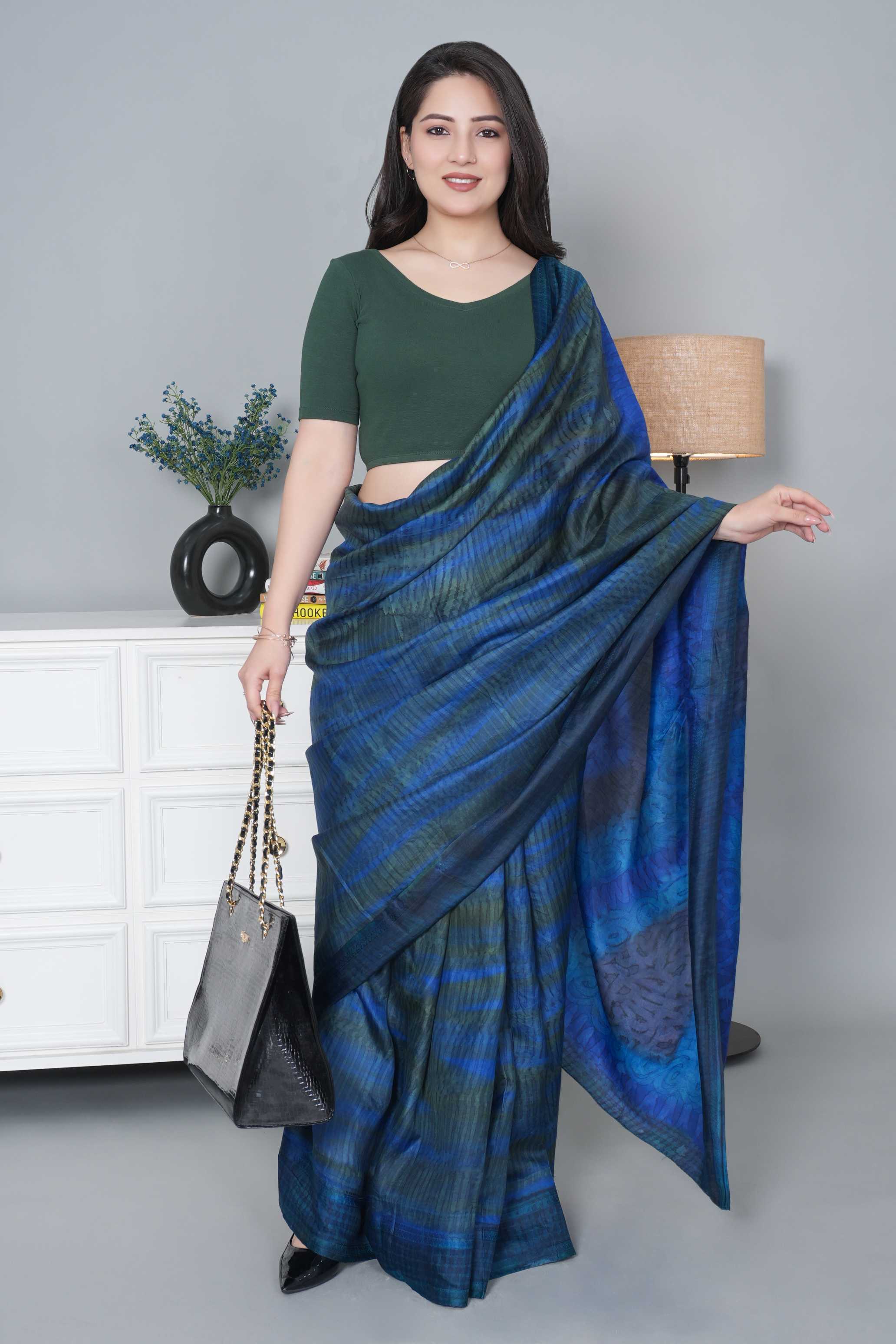 Bottle Green Rib Blouse [ 100% USA HQ Cotton, 280 GSM non transparent fabric ]