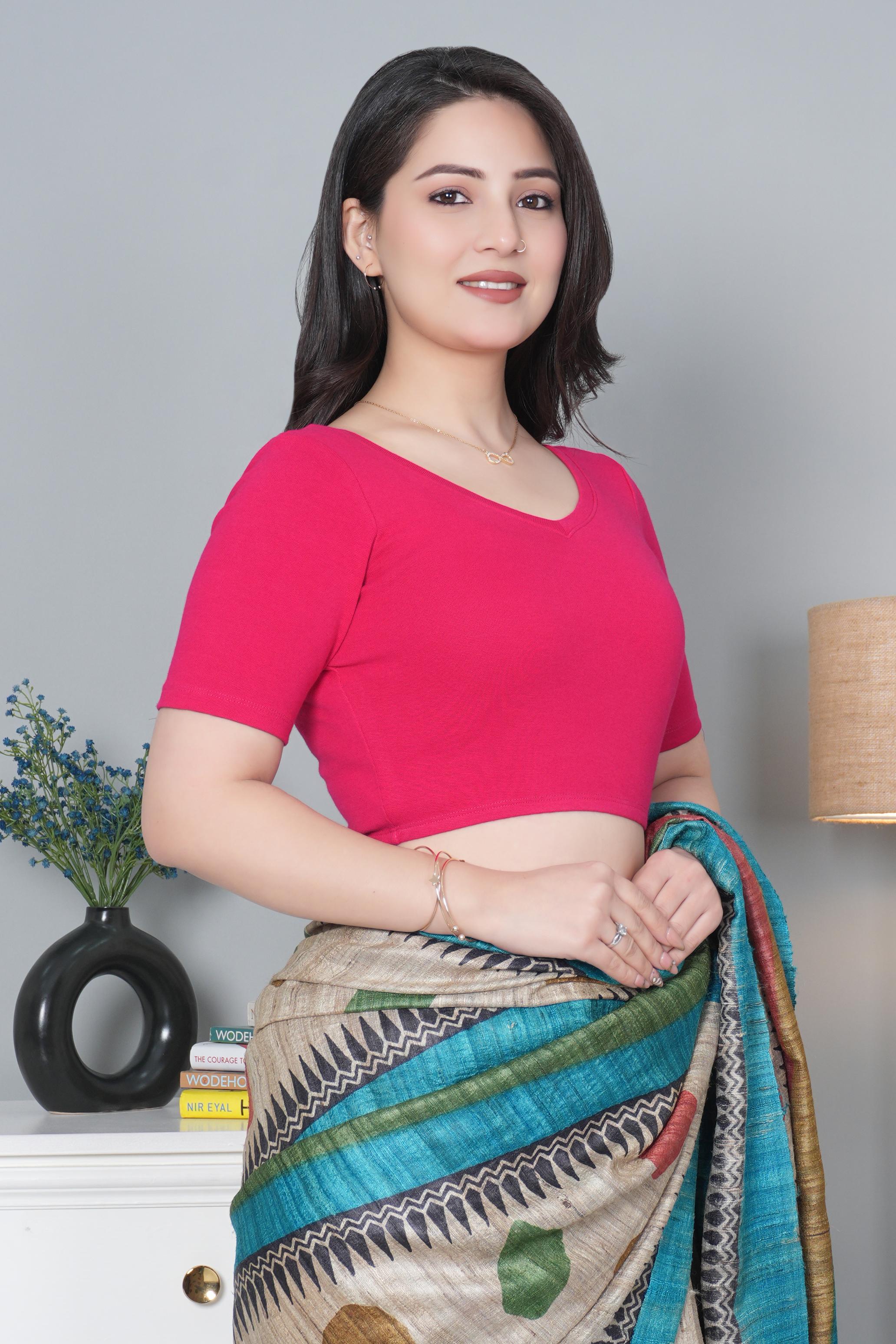 Fuchsia Rib Blouse [ 100% USA HQ Cotton, 280 GSM non transparent fabric ]