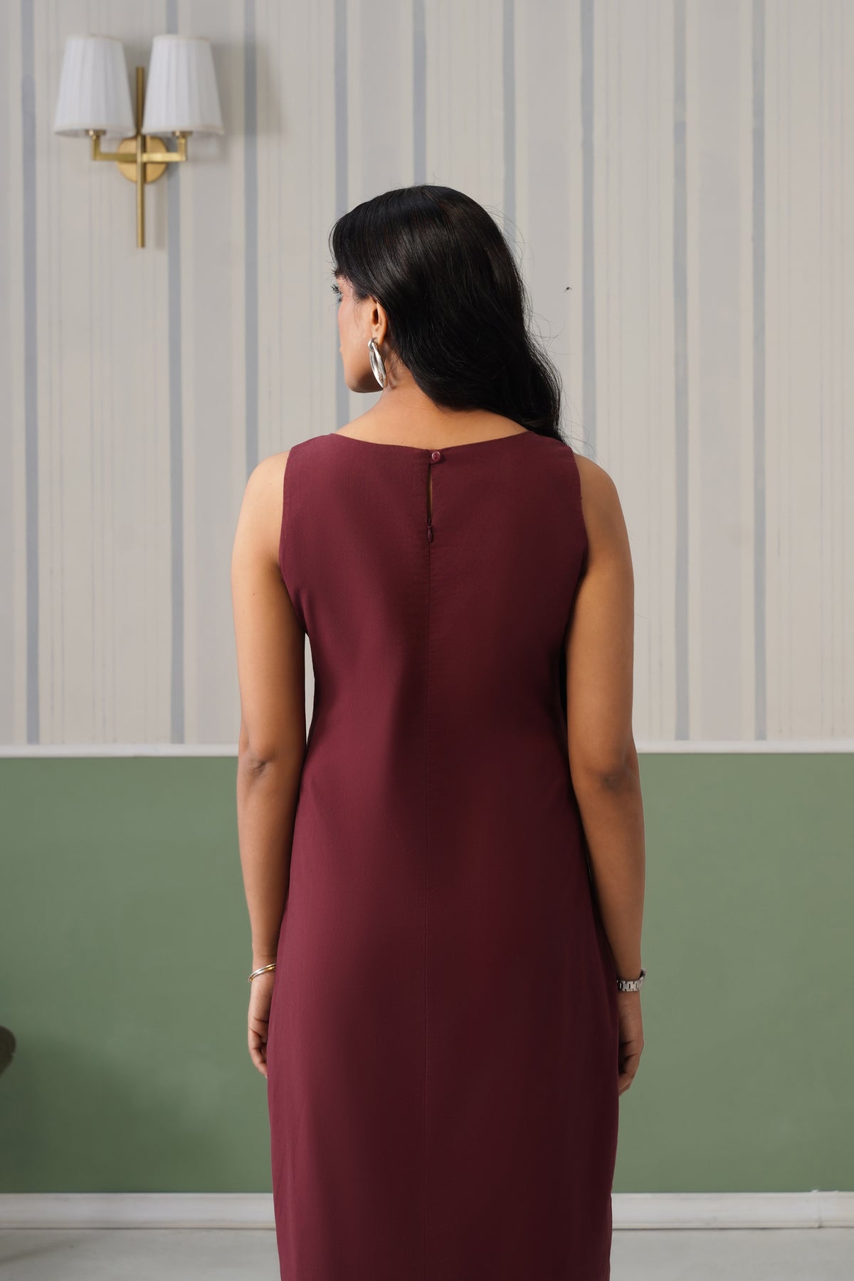 Wine cotton midi dress [100% pure cotton]