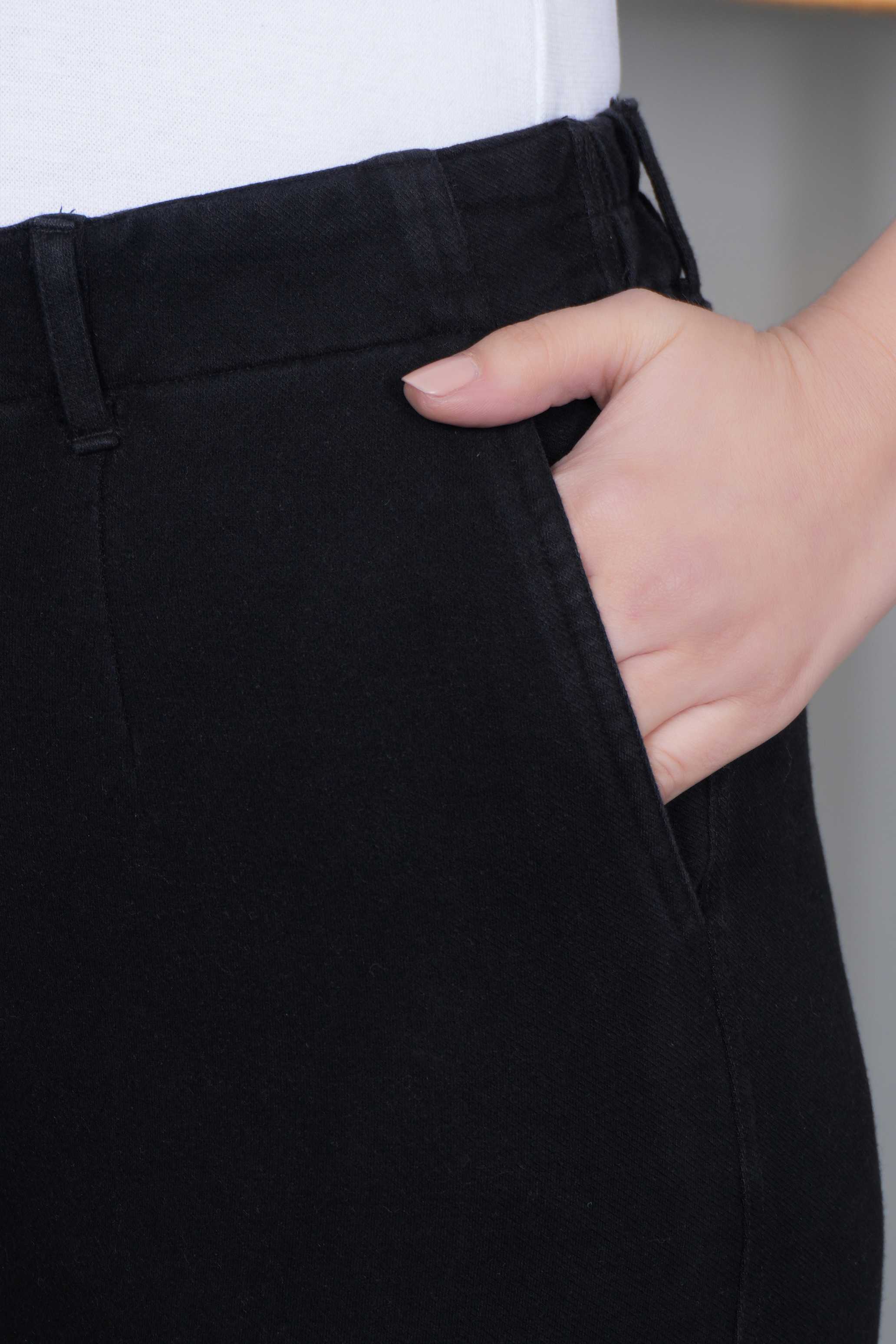 Black denim straight pant