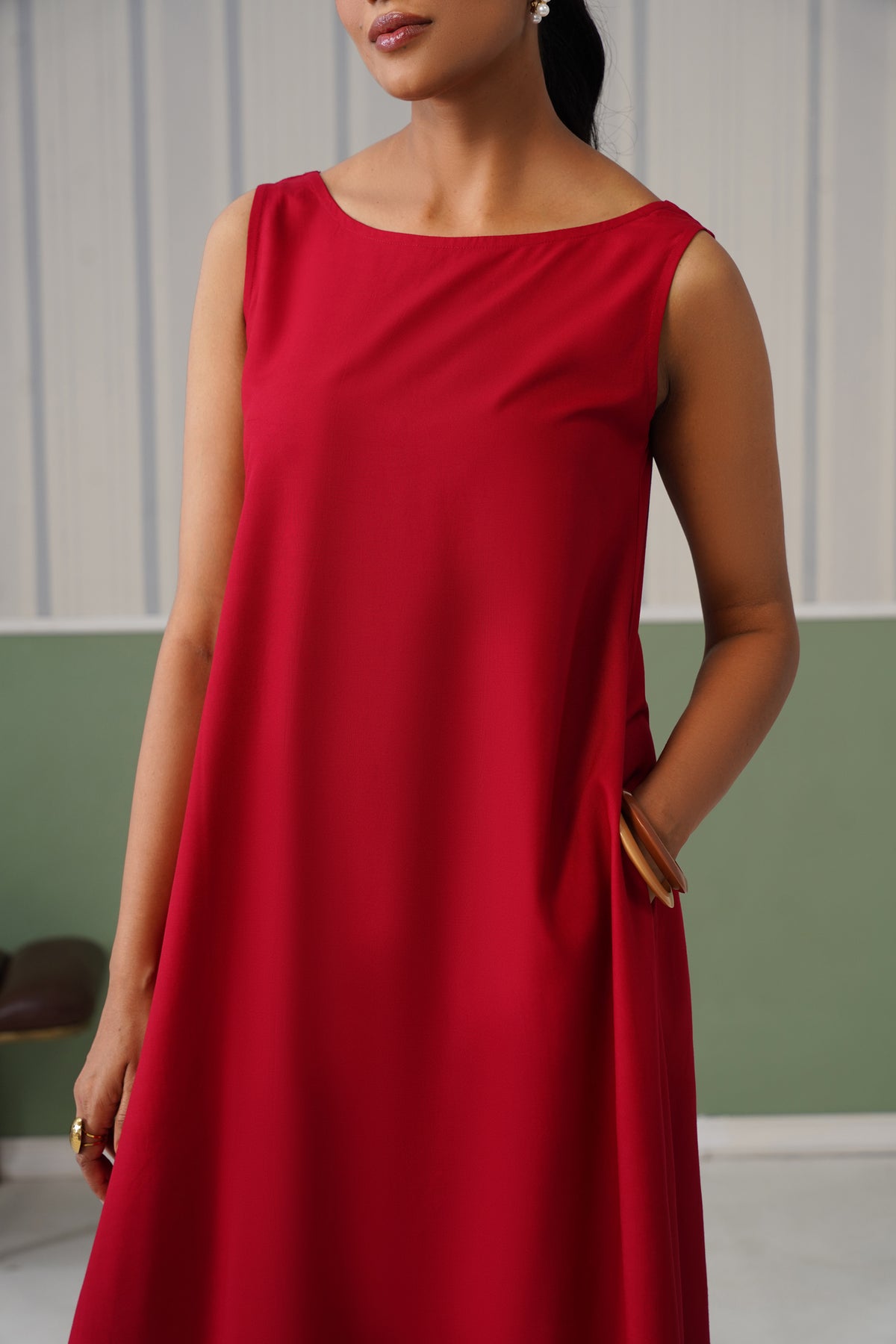 Rose rayon flare dress with pocket [ Premium 100% Rayon, Liva Certified ]