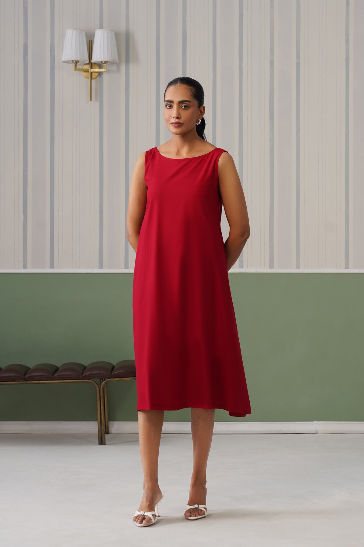Rose rayon flare dress with pocket [ Premium 100% Rayon, Liva Certified ]