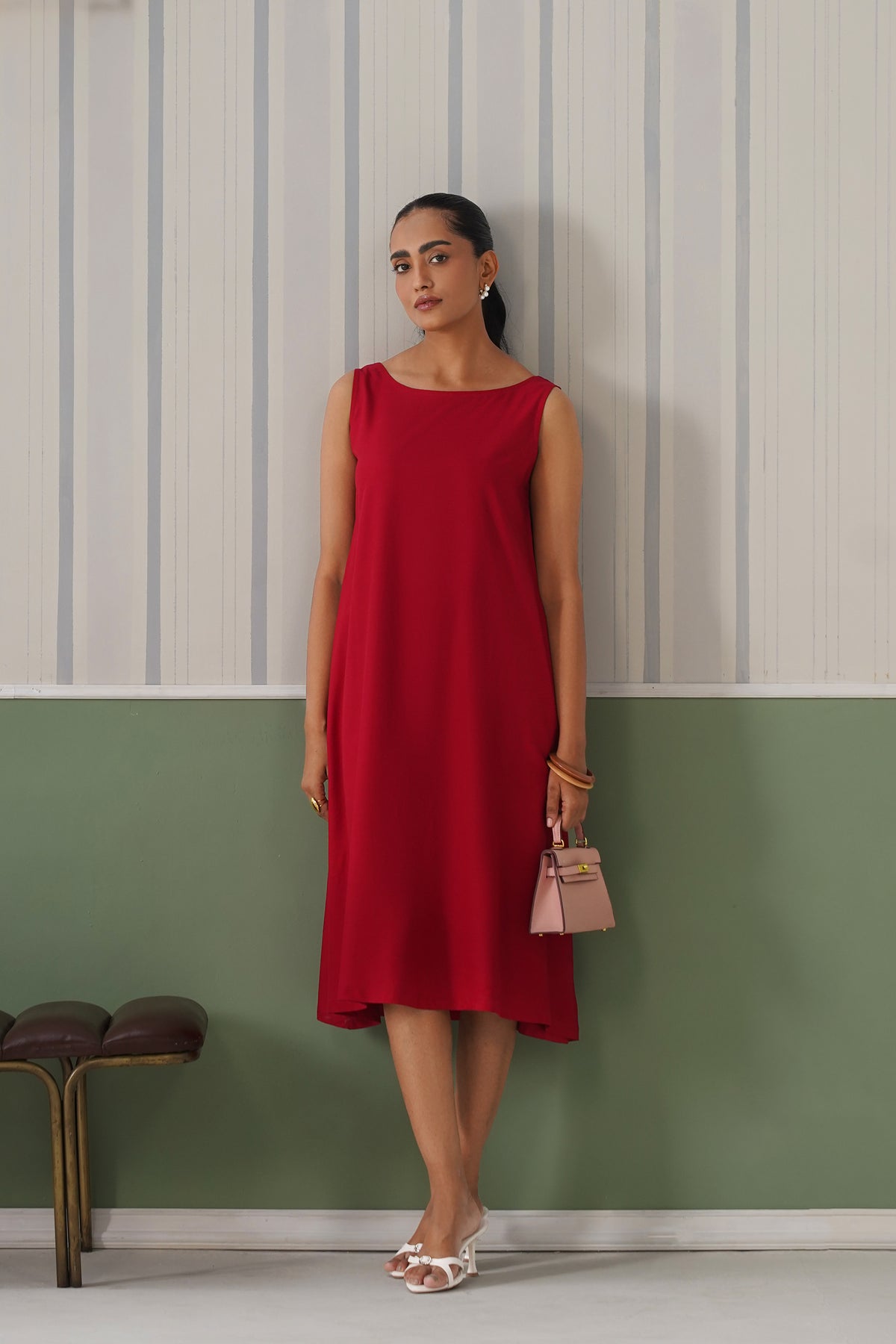 Rose rayon flare dress with pocket [ Premium 100% Rayon, Liva Certified ]