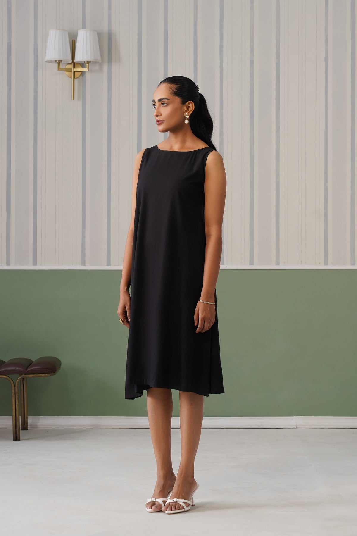 Black rayon flare dress with pocket [ Premium 100% Rayon, Liva Certified ]