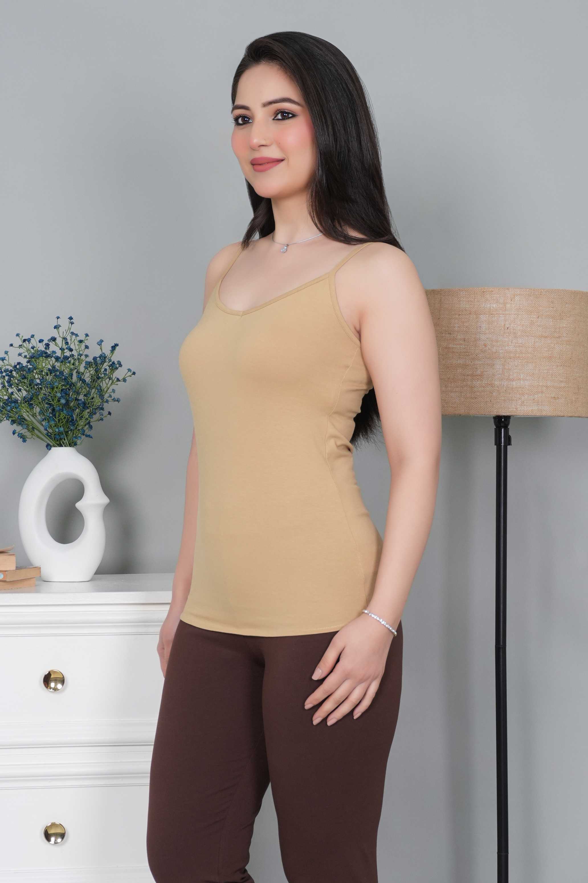 Beige Cotton Camisole [100% Cotton spandex]