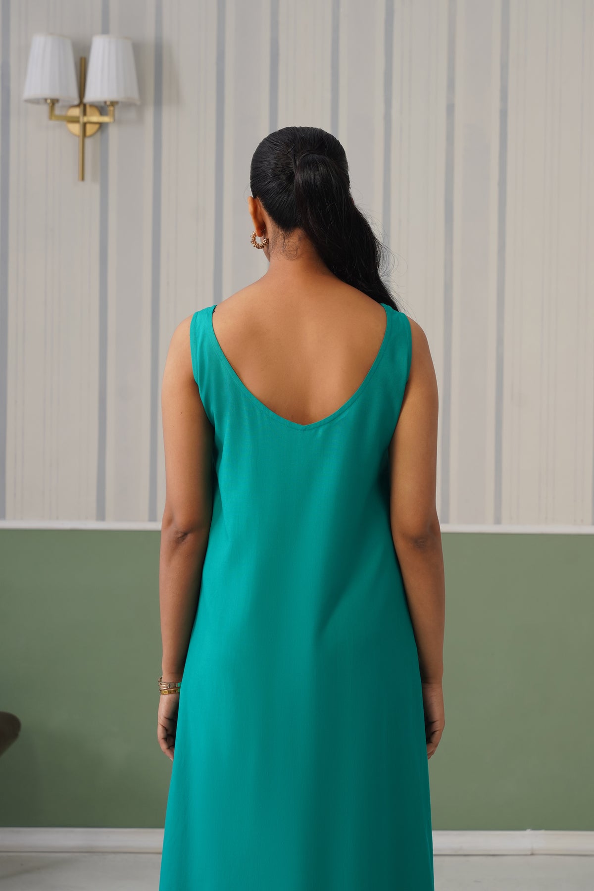Seagreen rayon flare dress with pocket [ Premium 100% Rayon, Liva Certified ]