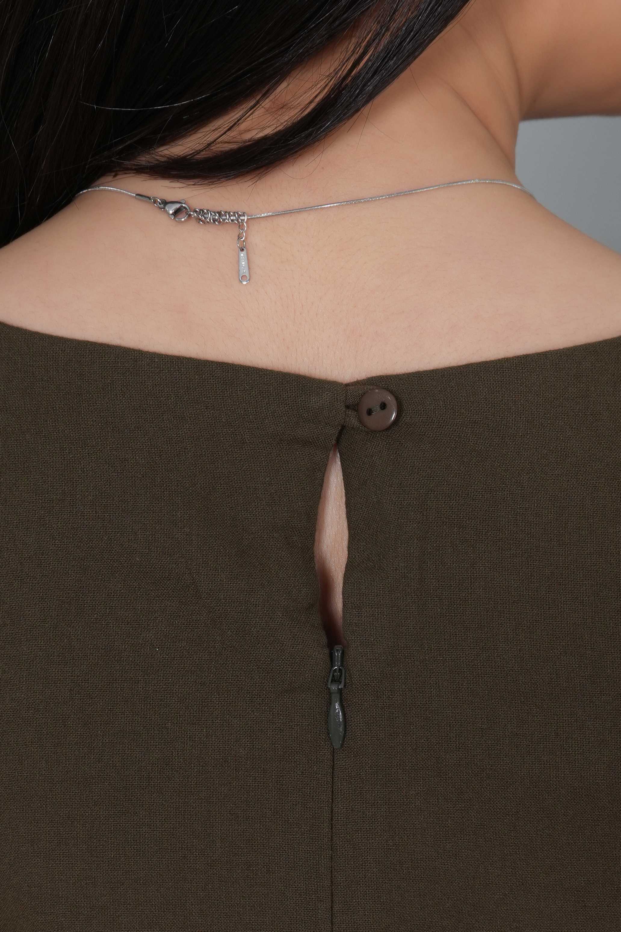 Olive cotton midi dress [100% pure cotton]