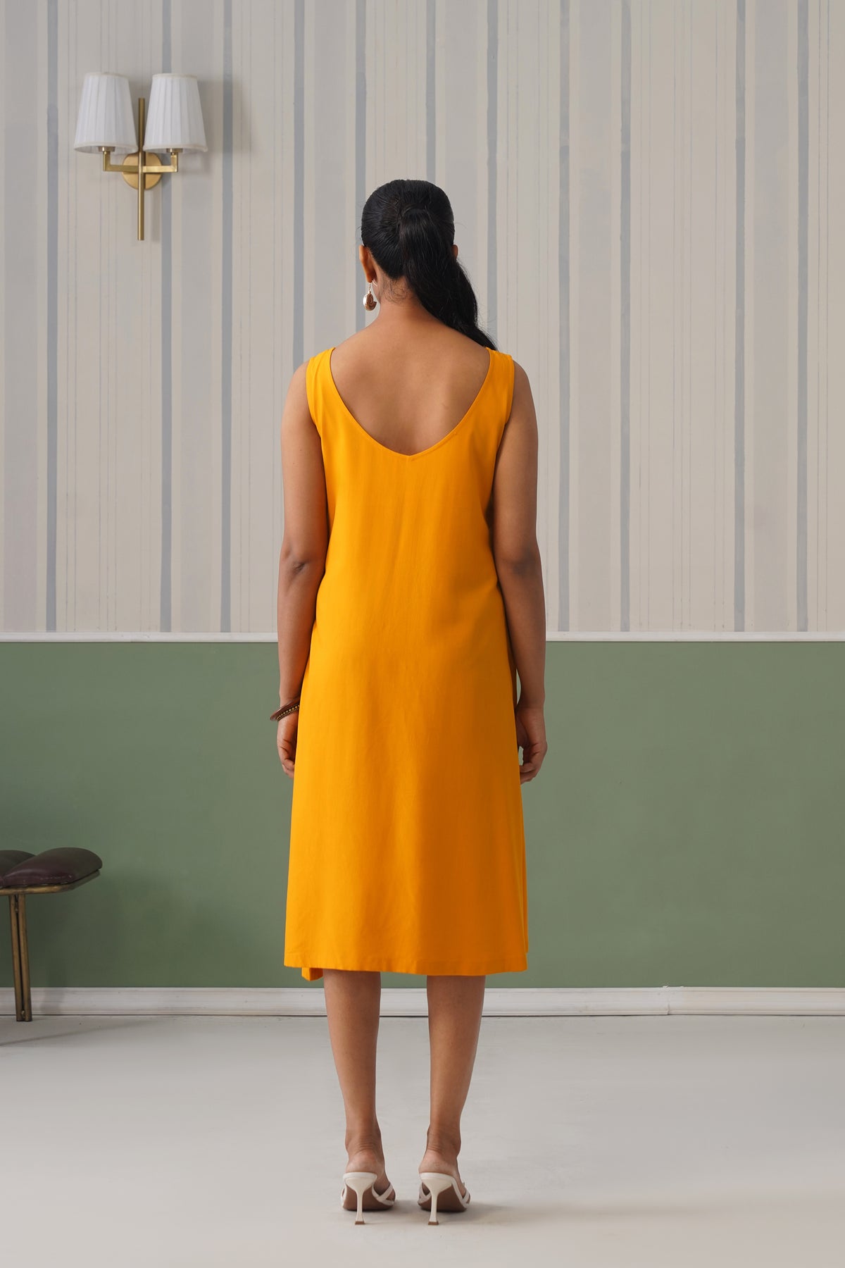 Mustard rayon flare dress with pocket [ Premium 100% Rayon, Liva Certified ]