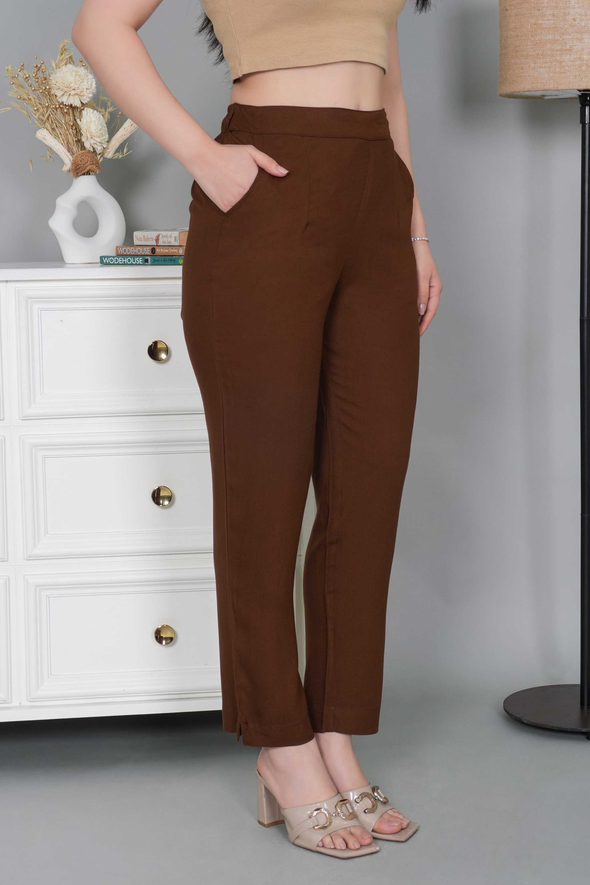 Brown rayon pant [ 100% Rayon, Liva Certified ]