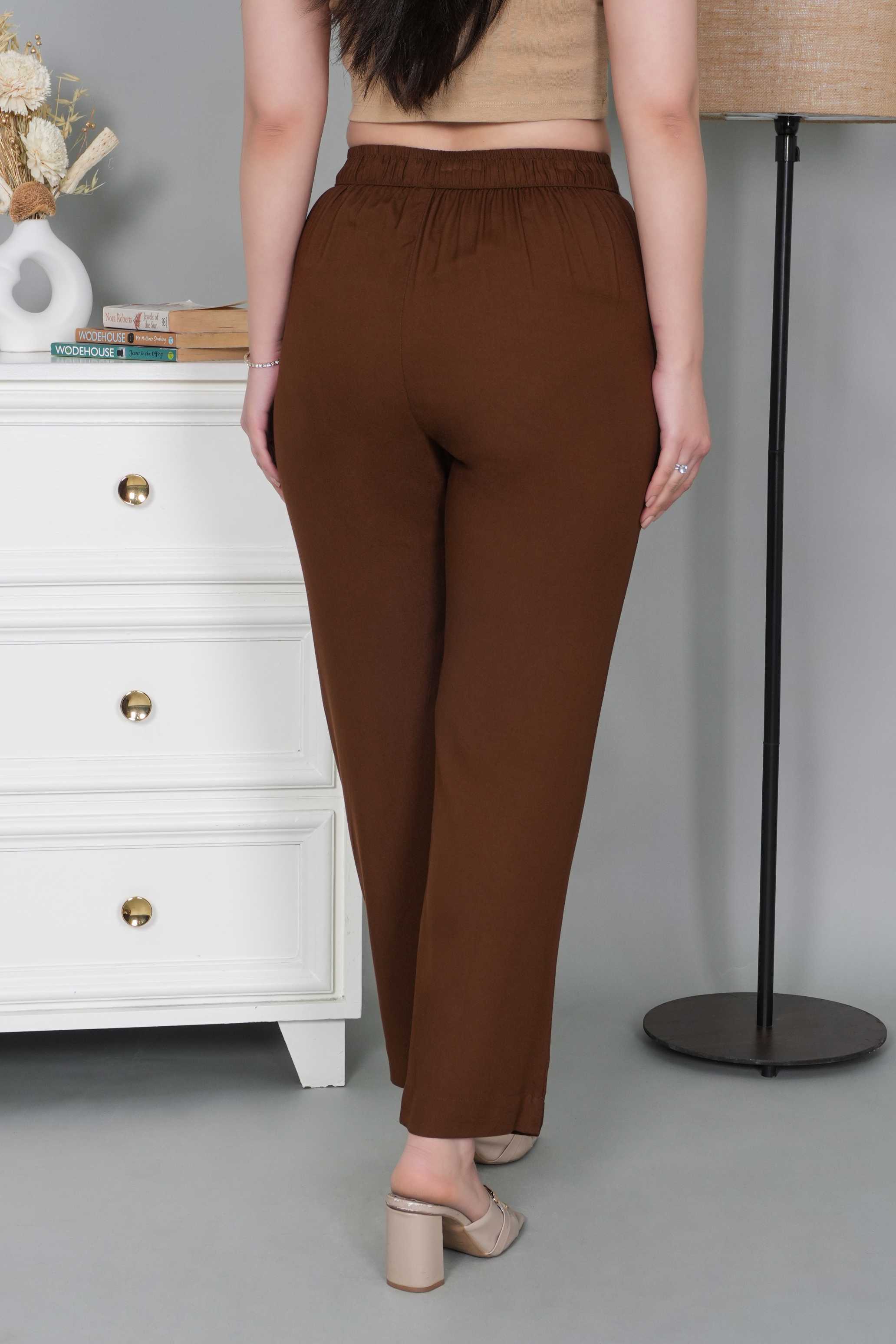 Brown rayon pant [ 100% Rayon, Liva Certified ]