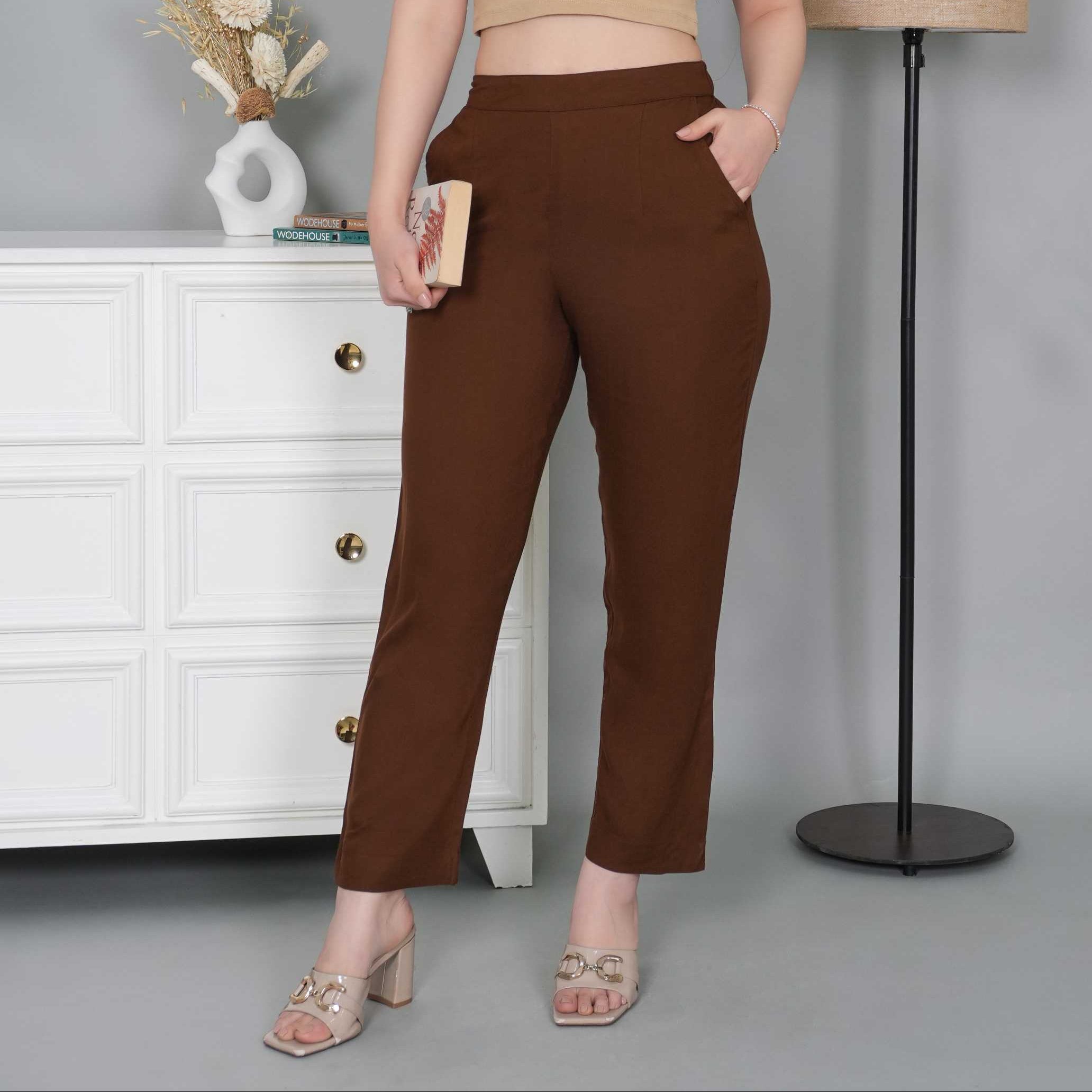 Brown rayon pant [ 100% Rayon, Liva Certified ]