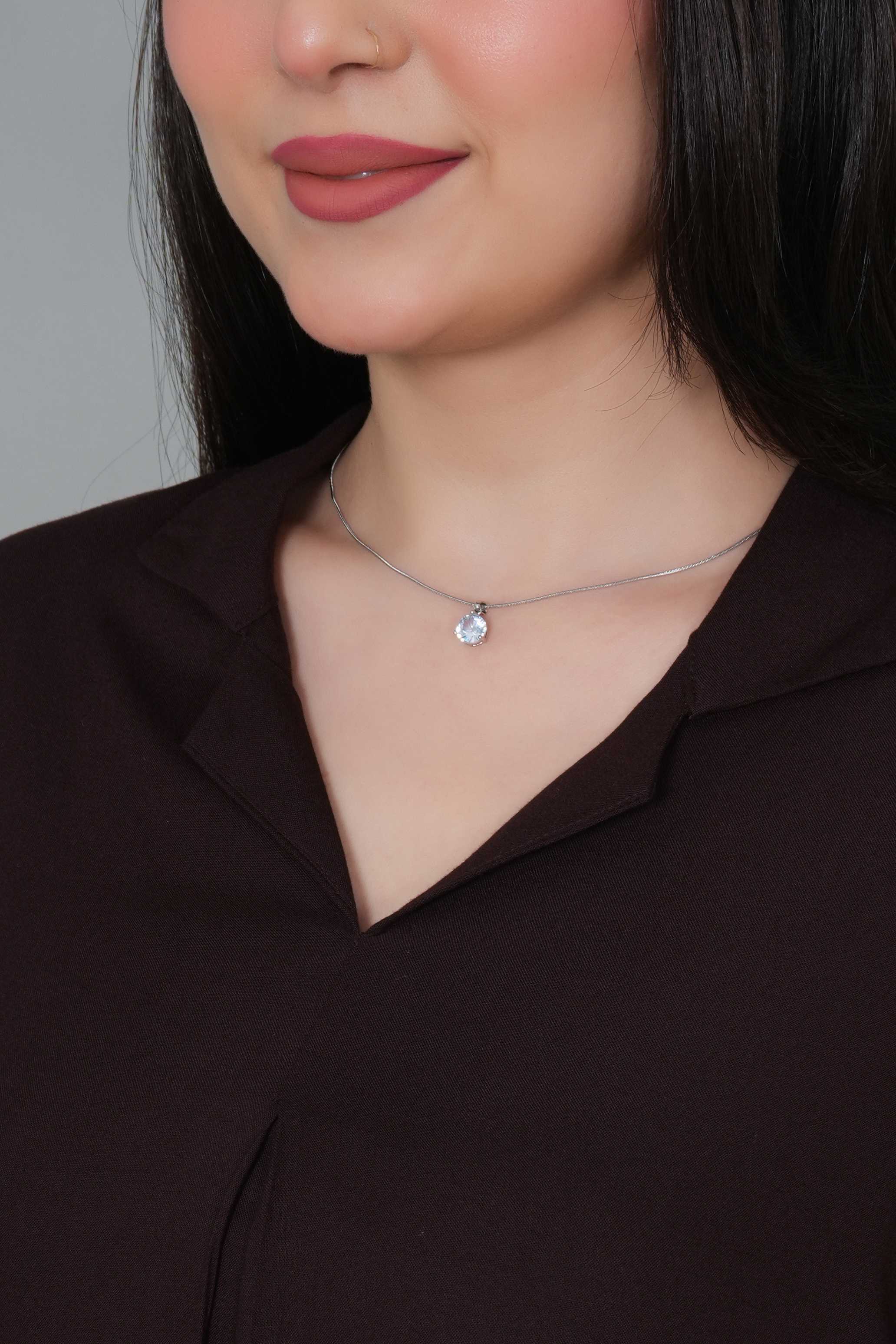 Dark chocolate rayon collar top [ Premium 100% Rayon, Liva Certified ]