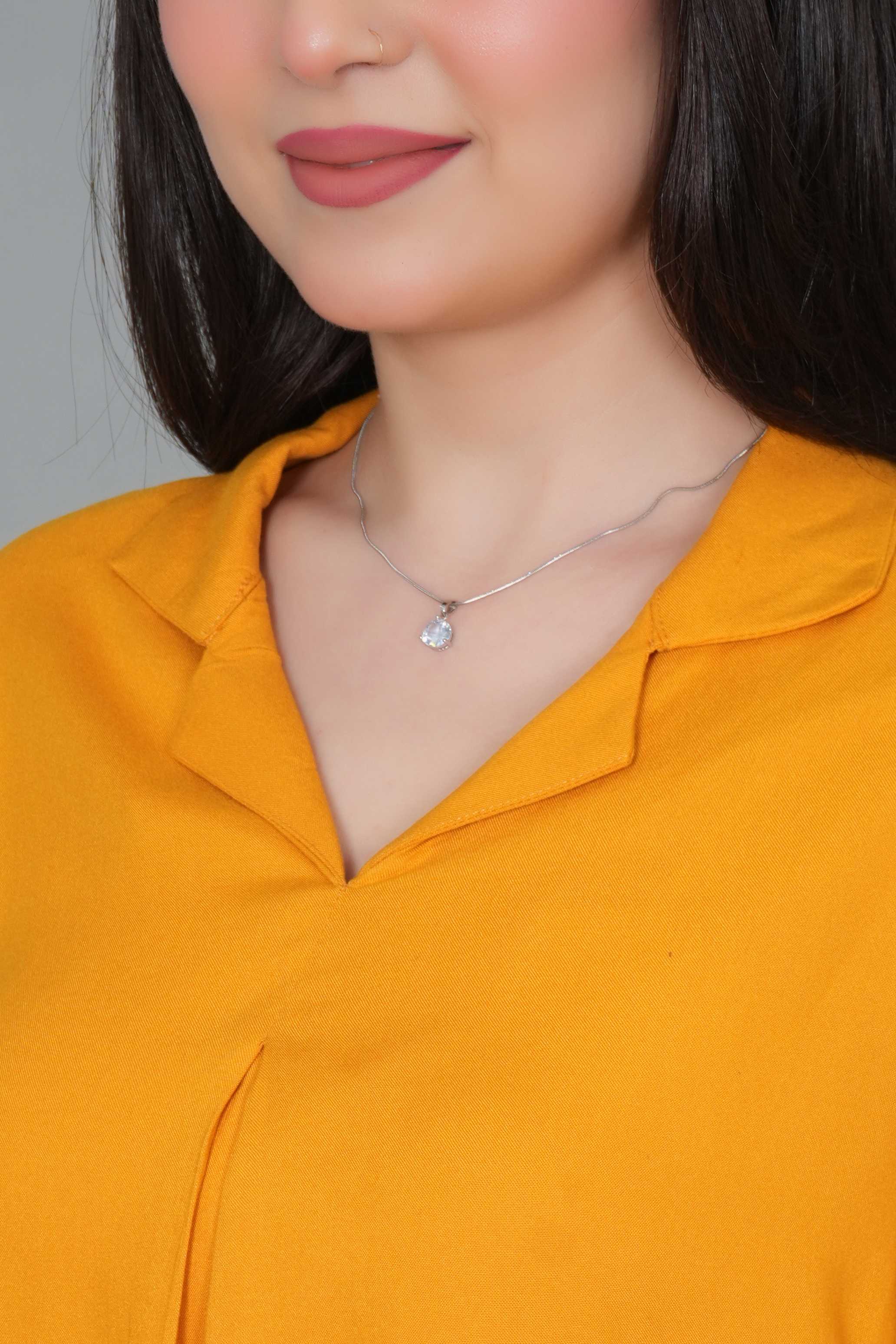 Mustard rayon collar top [ Premium 100% Rayon, Liva Certified ]