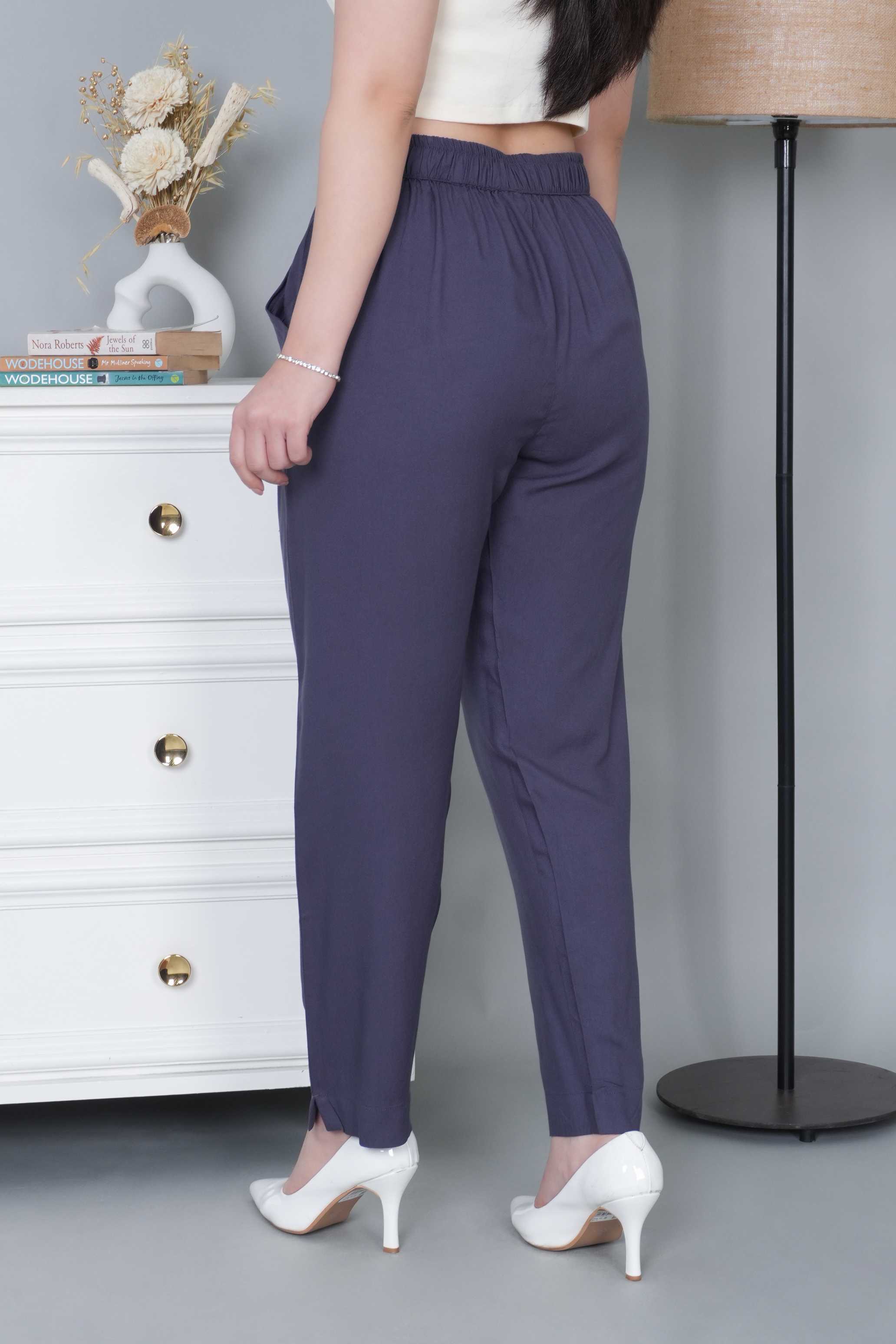 Dark grey rayon pant [ 100% Rayon, Liva Certified ]