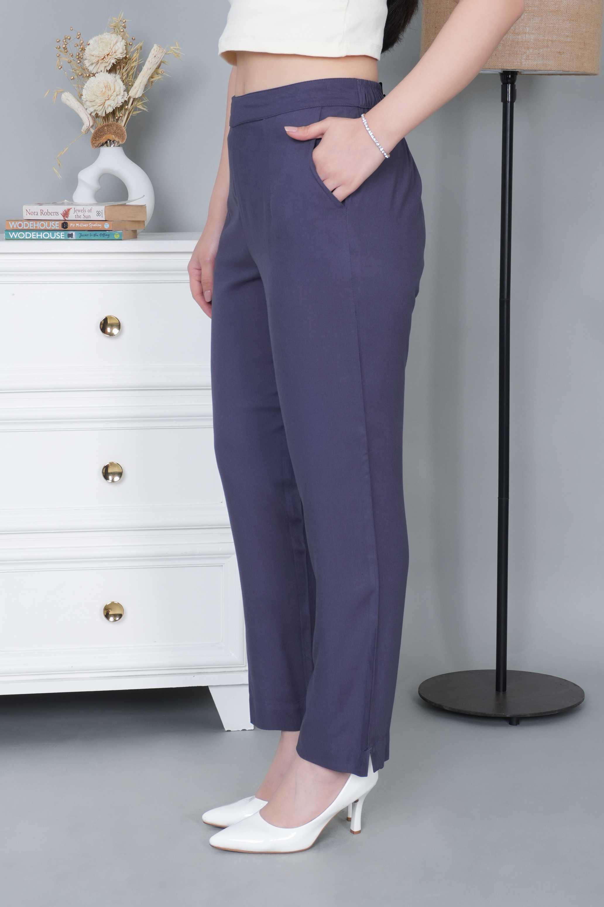 Dark grey rayon pant [ 100% Rayon, Liva Certified ]