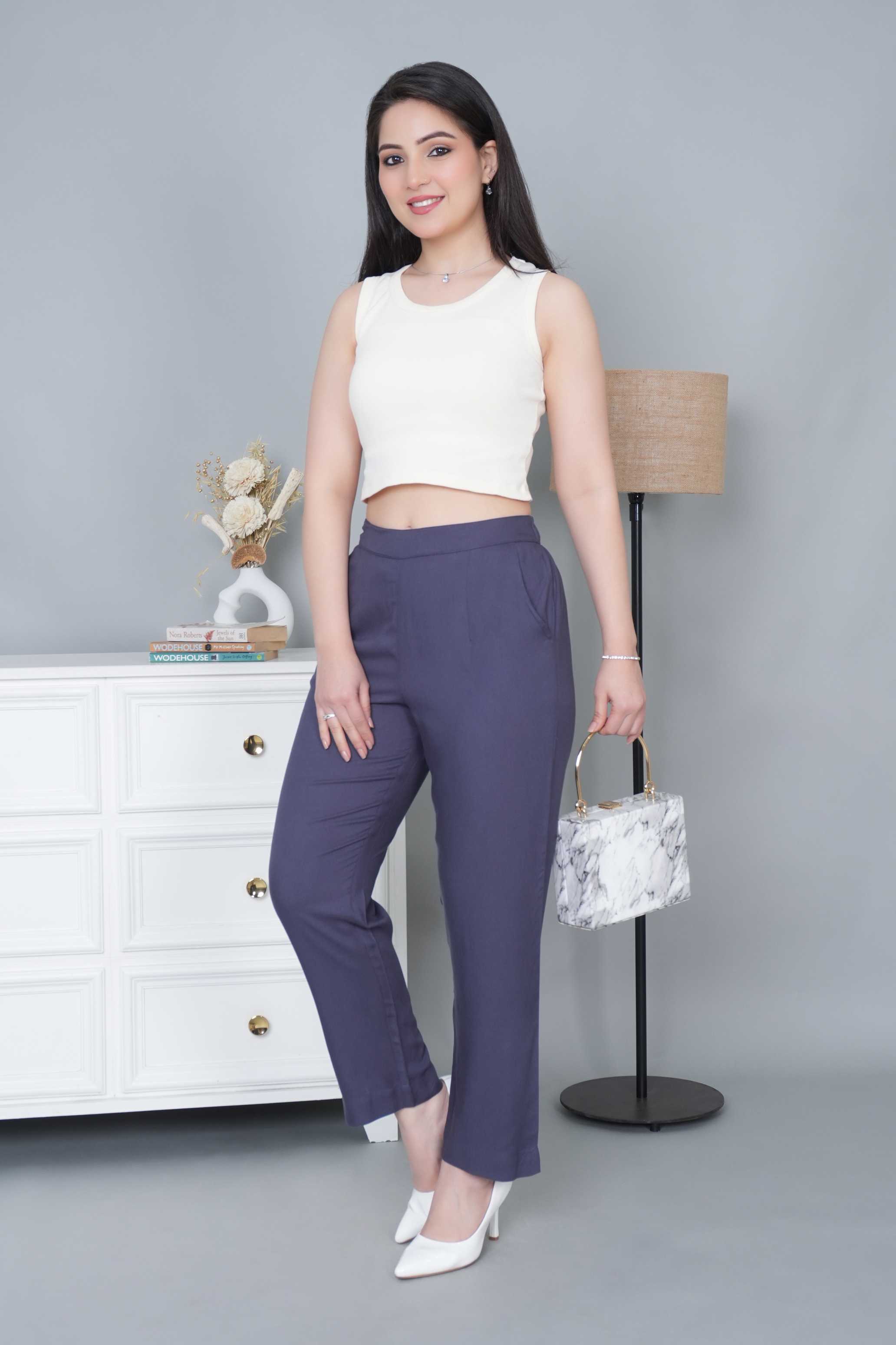 Dark grey rayon pant [ 100% Rayon, Liva Certified ]