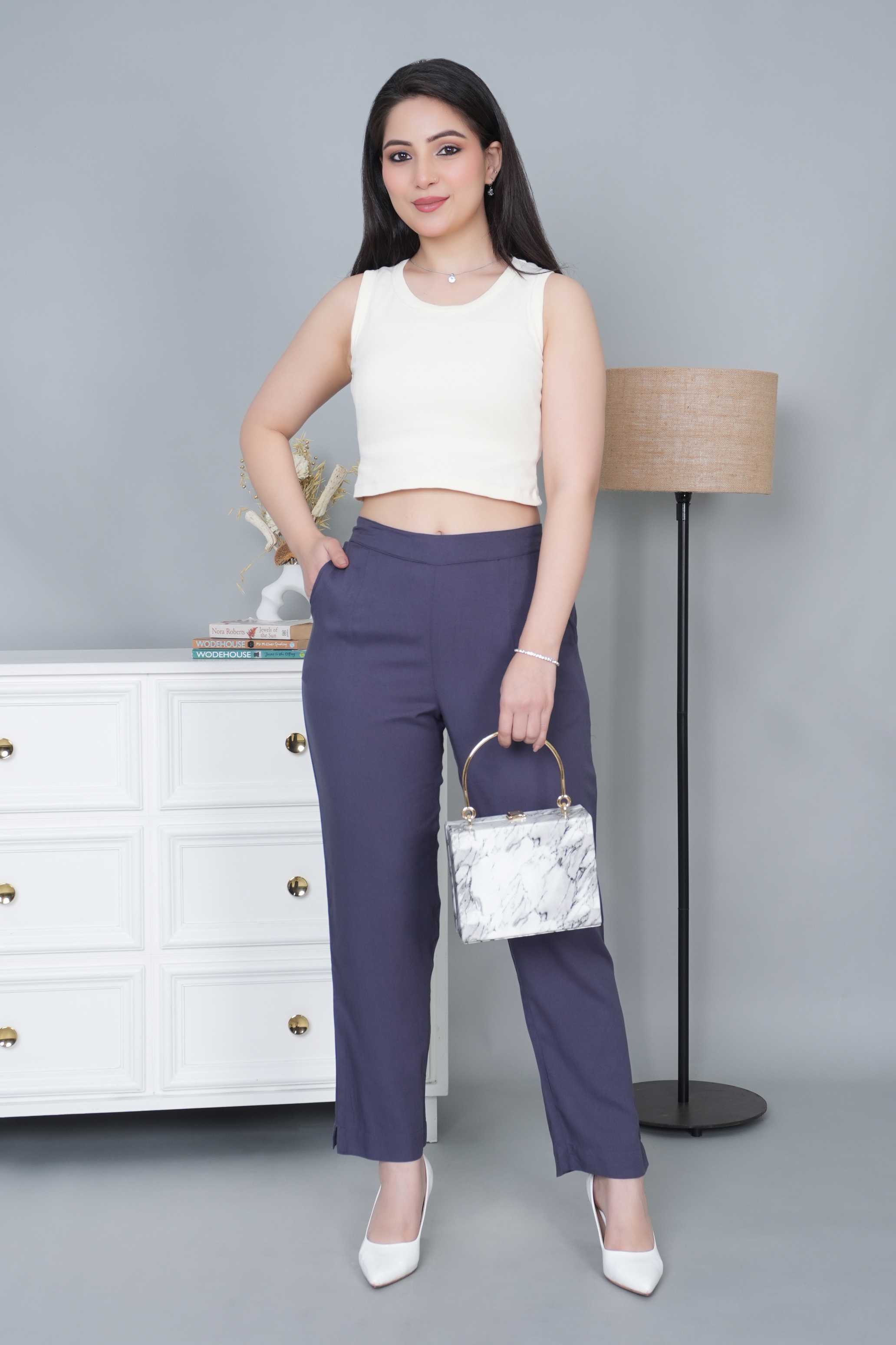 Dark grey rayon pant [ 100% Rayon, Liva Certified ]