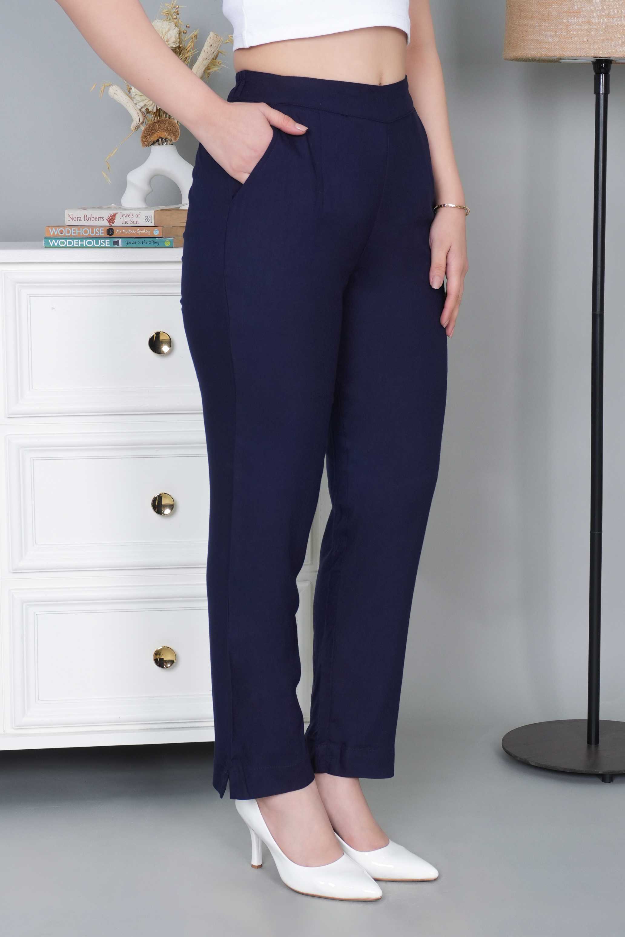 Navy rayon pant [ 100% Rayon, Liva Certified ]