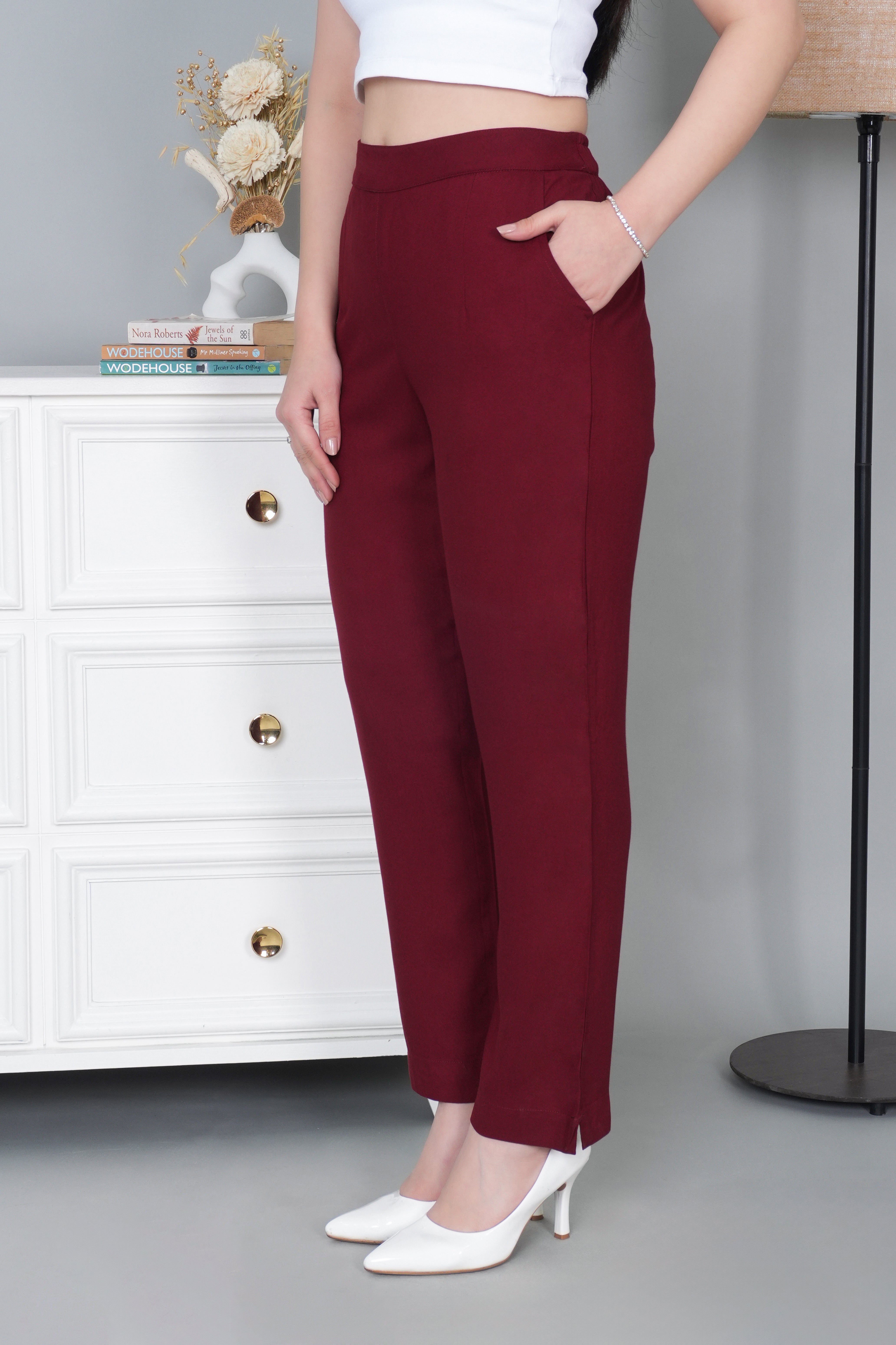 Wine rayon pant [ 100% Rayon, Liva Certified ]