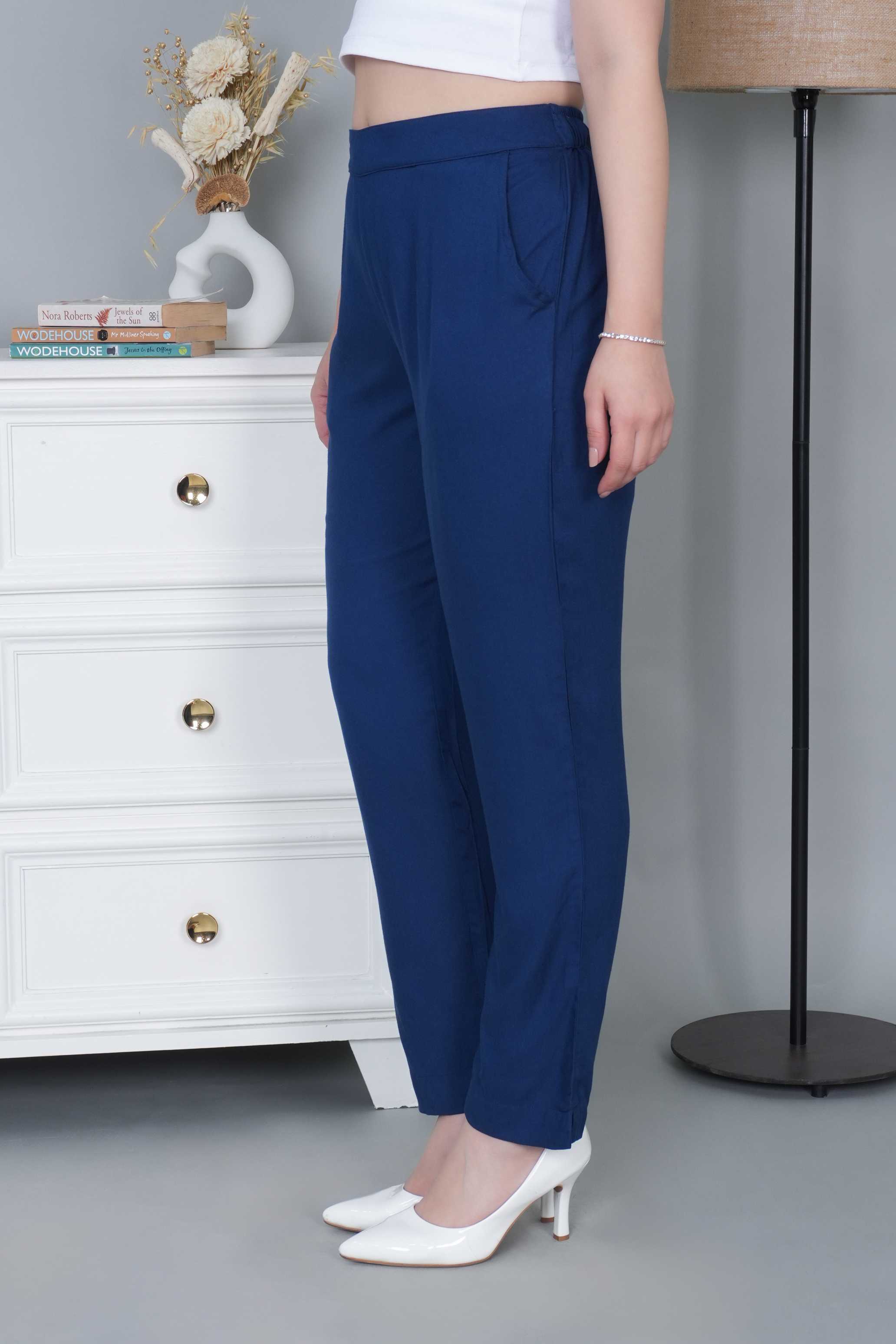 Royal blue rayon pant [ 100% Rayon, Liva Certified ]