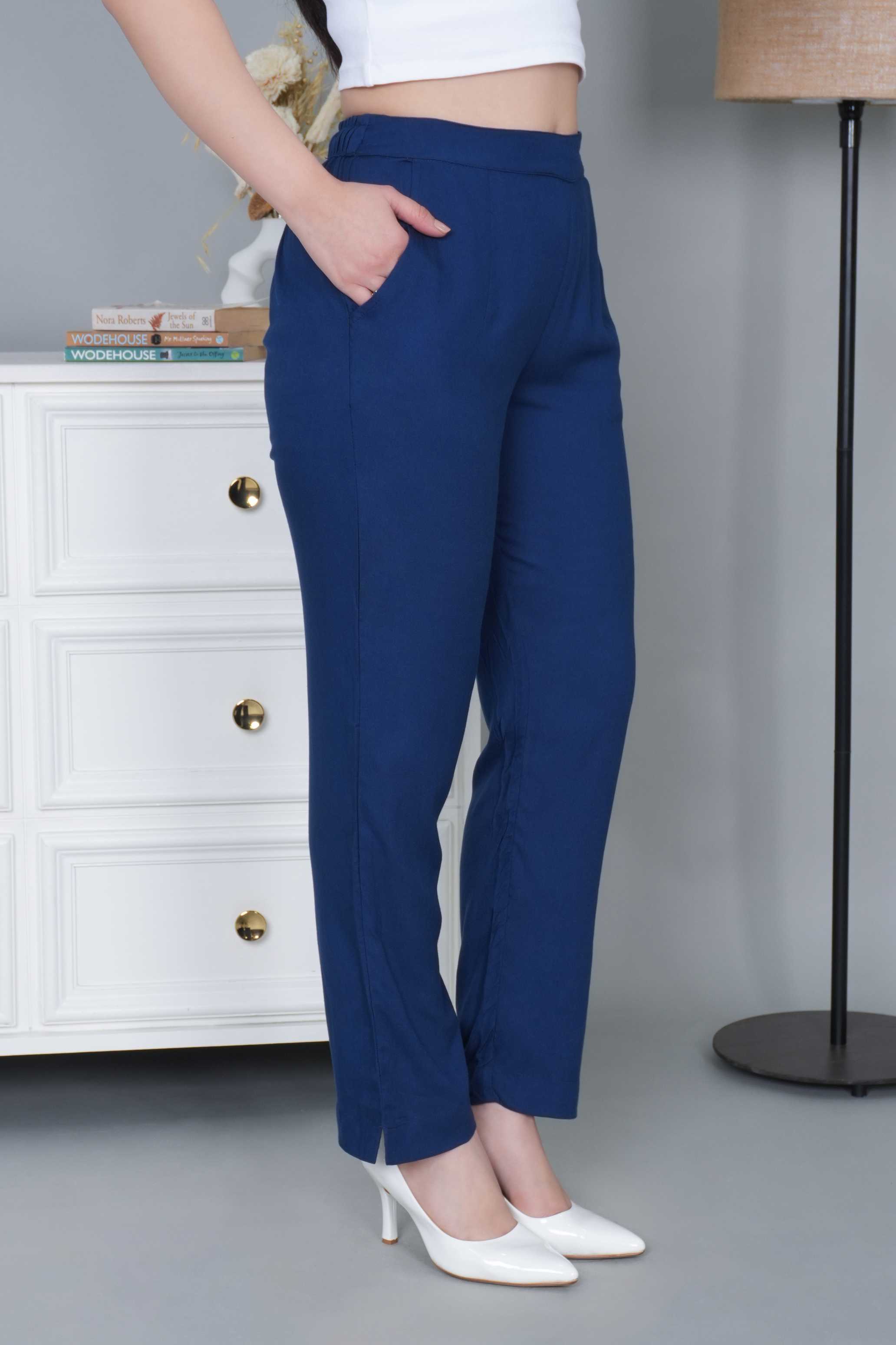 Royal blue rayon pant [ 100% Rayon, Liva Certified ]