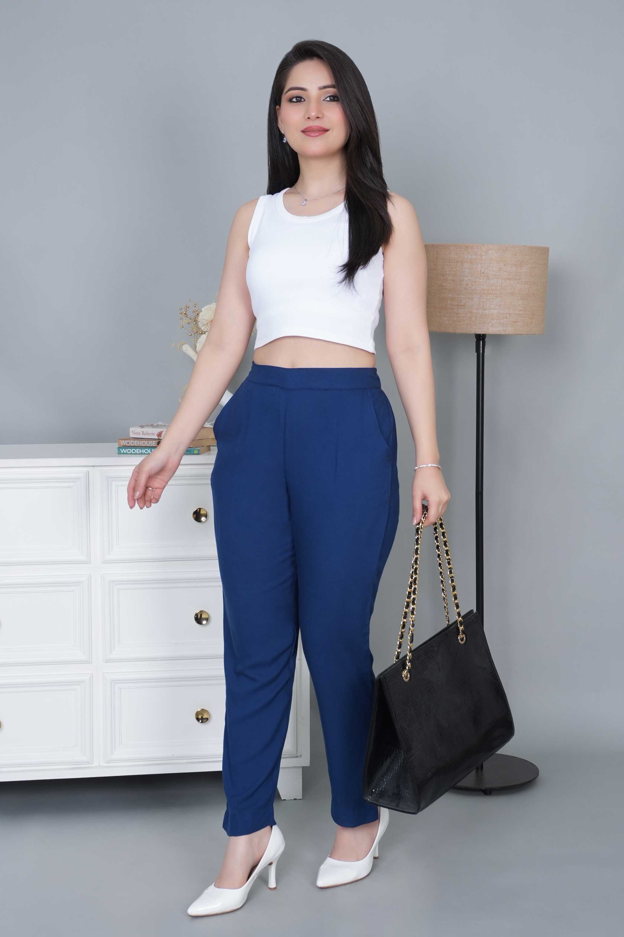 Royal blue rayon pant [ 100% Rayon, Liva Certified ]