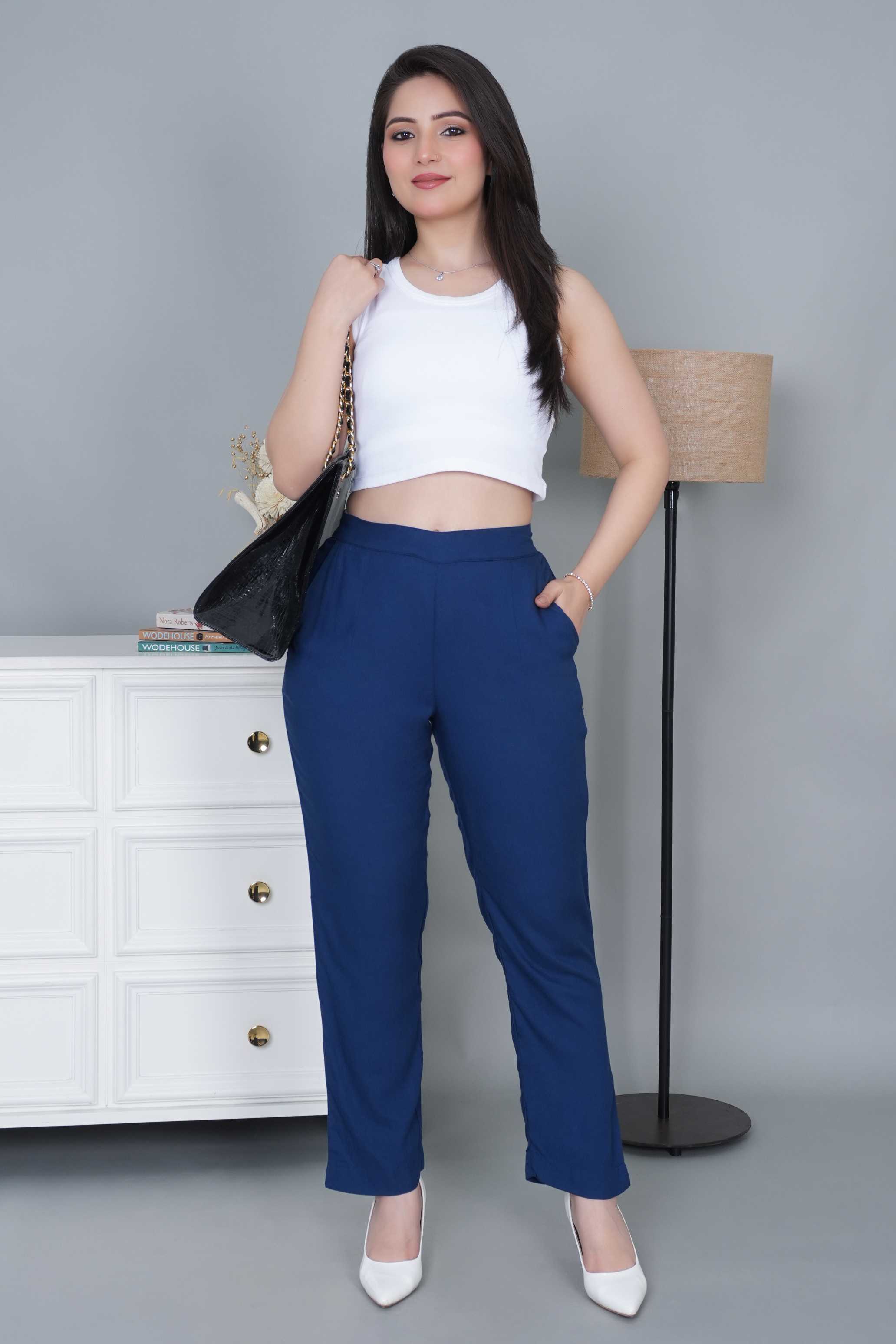Royal blue rayon pant [ 100% Rayon, Liva Certified ]