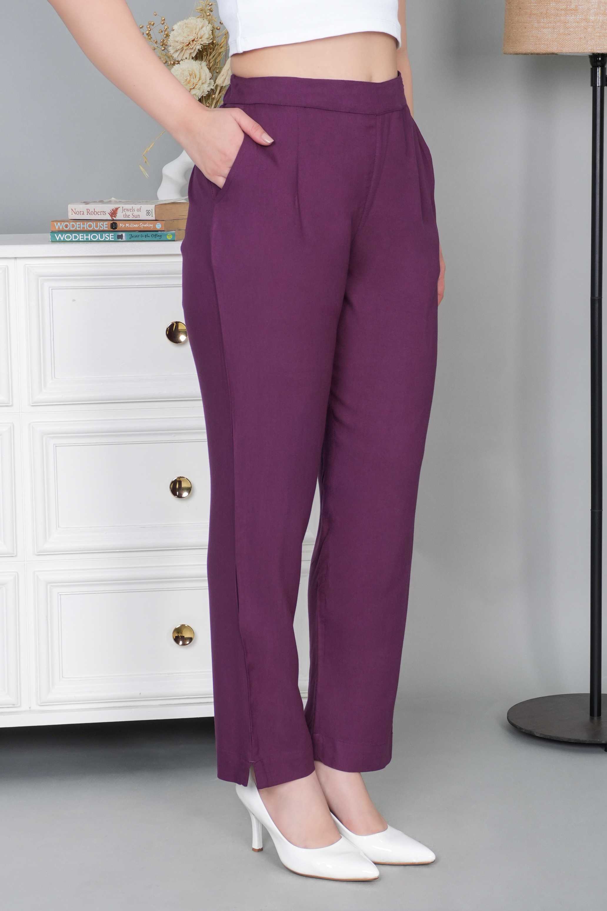 Dark purple rayon pant [ 100% Rayon, Liva Certified ]