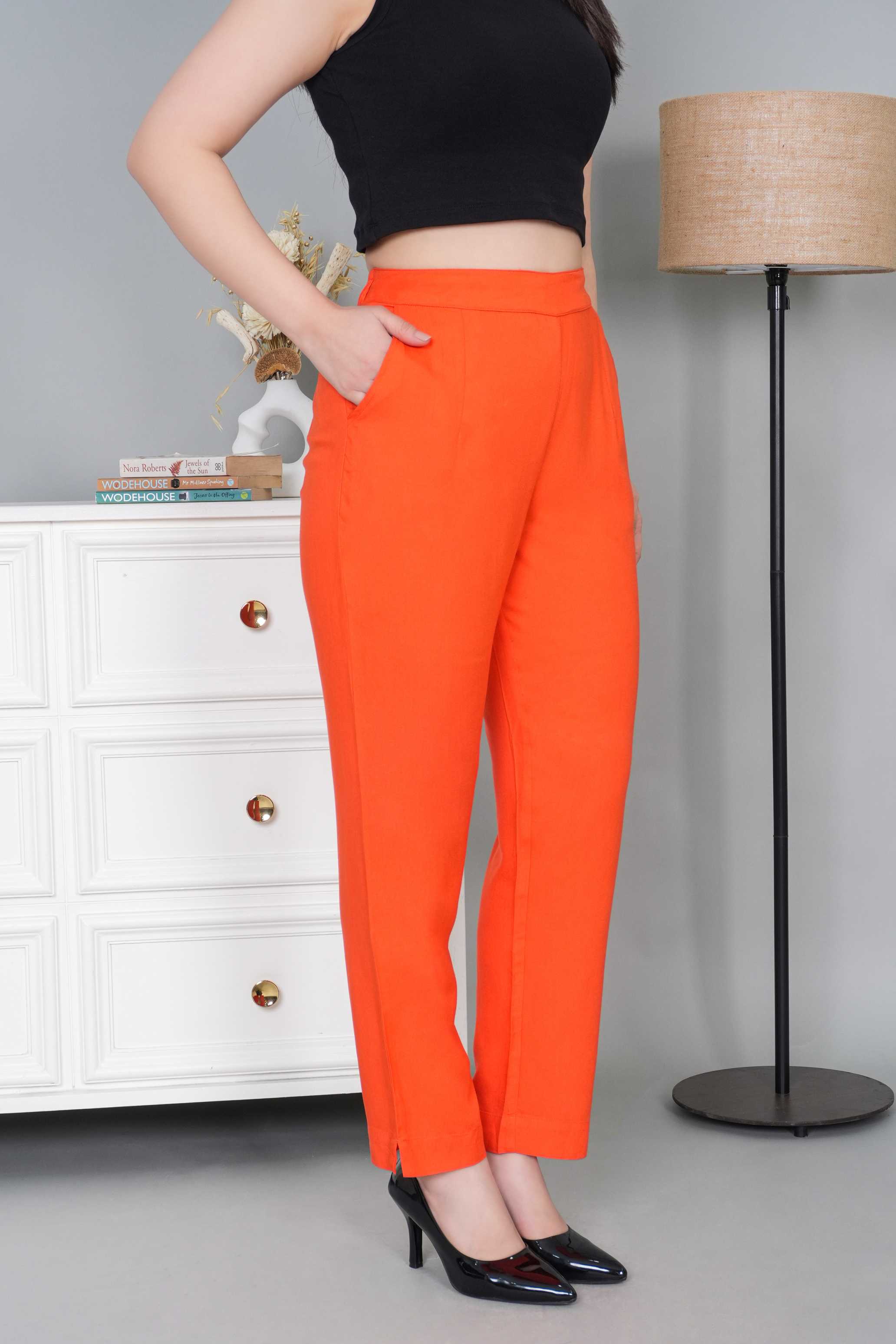 Spicy orange rayon pant [ 100% Rayon, Liva Certified ]