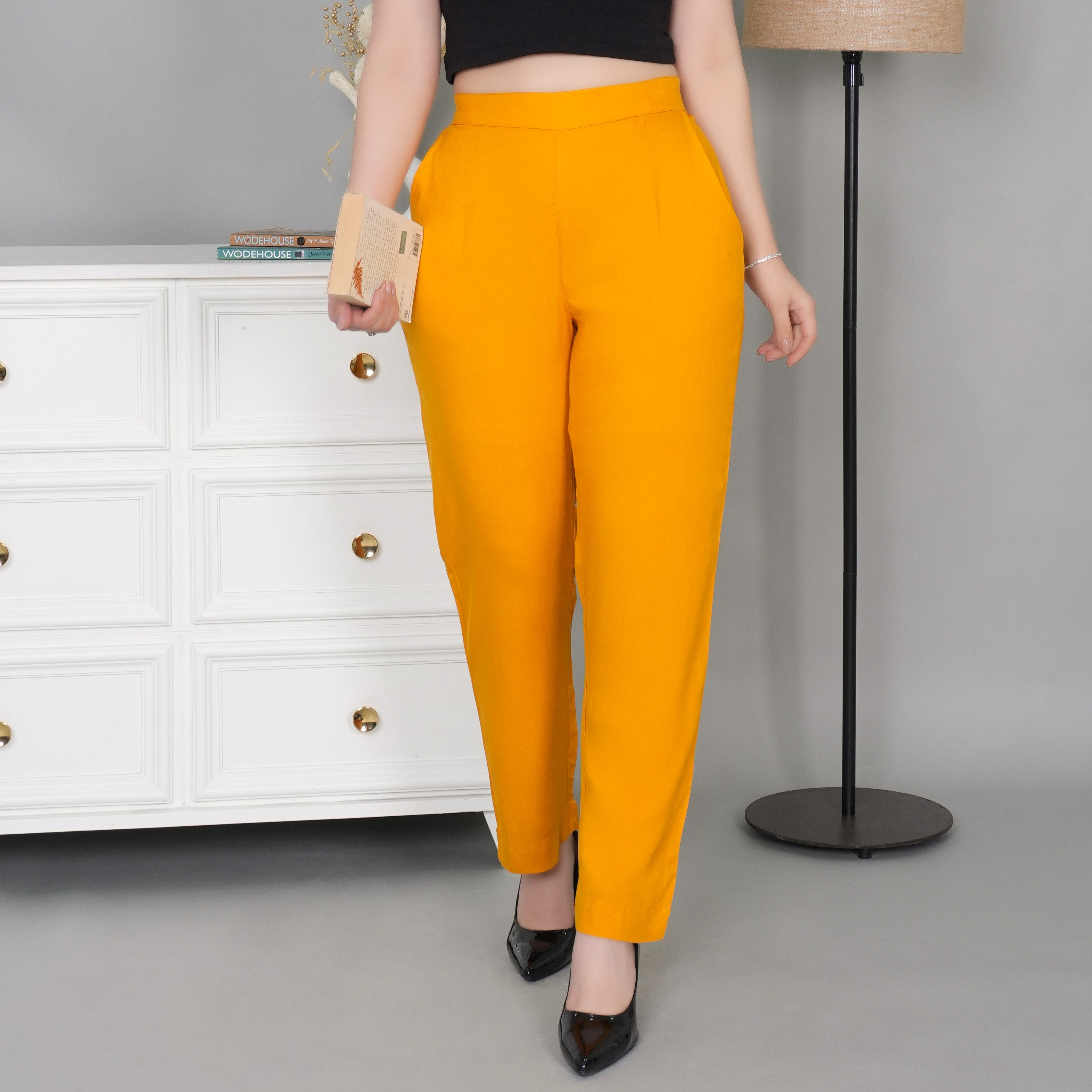 Mustard rayon pant [ 100% Rayon, Liva Certified ]