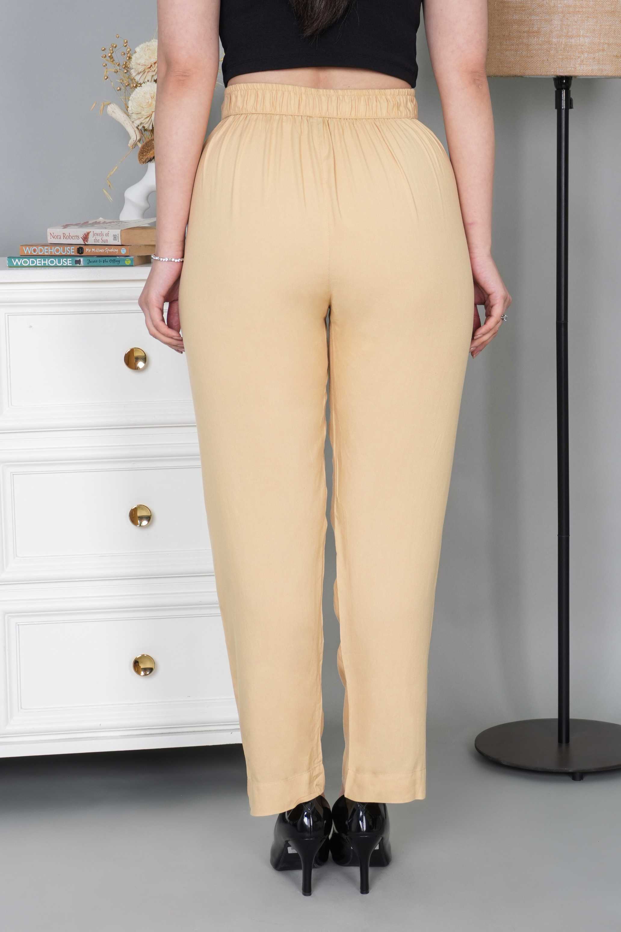 Beige rayon pant [ 100% Rayon, Liva Certified ]