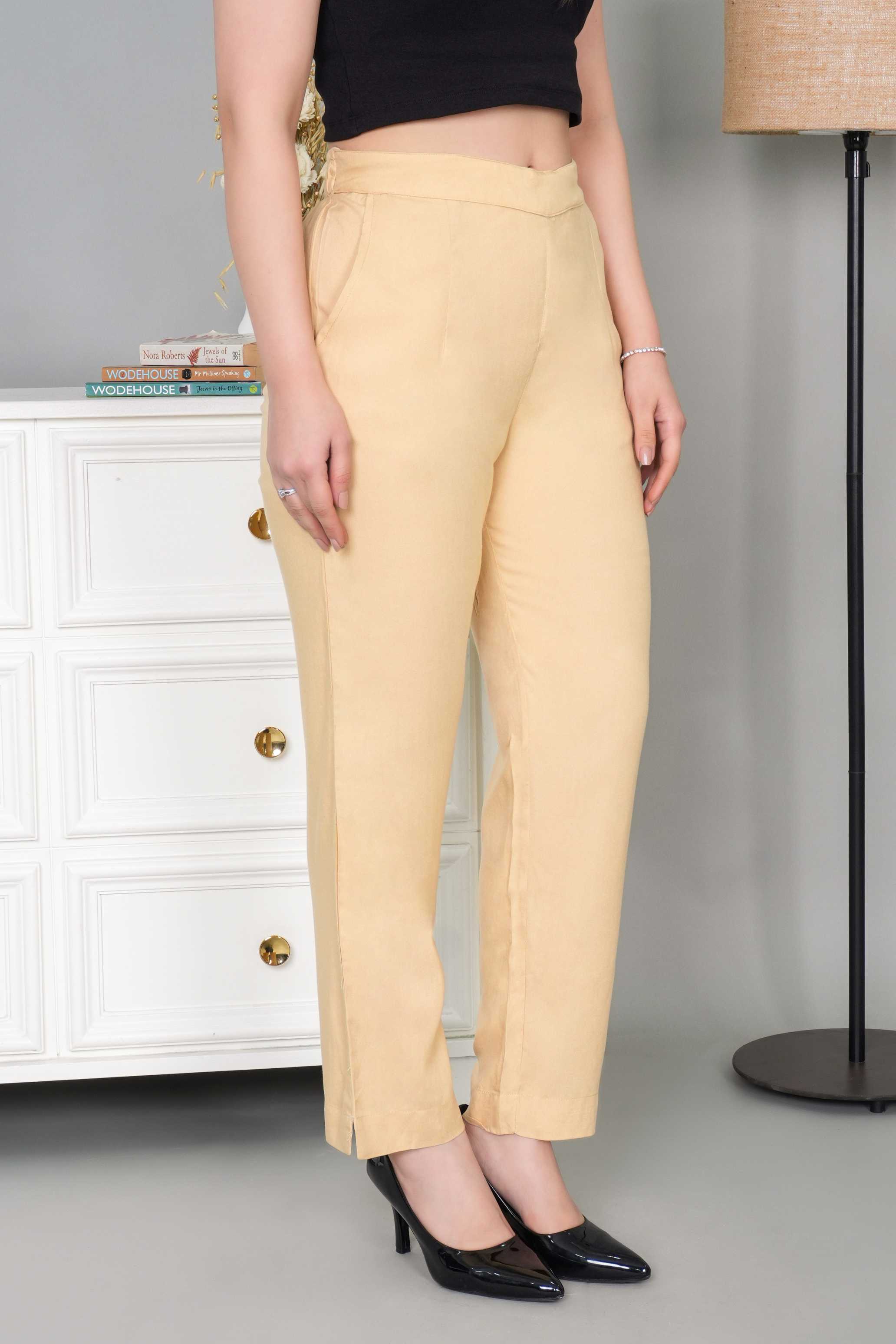 Beige rayon pant [ 100% Rayon, Liva Certified ]