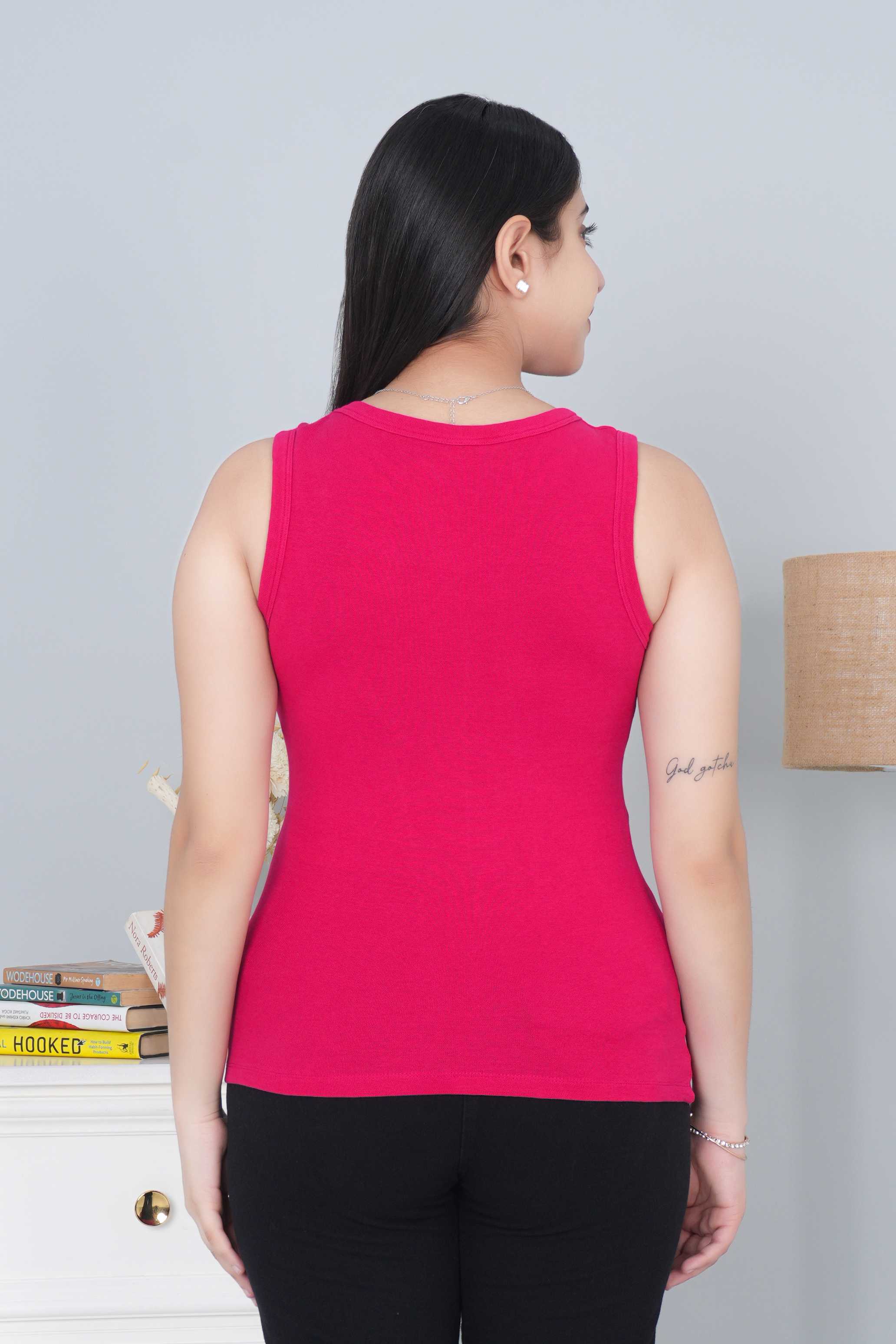 Fuchsia Rib Top [ 280 GSM non transparent fabric ]