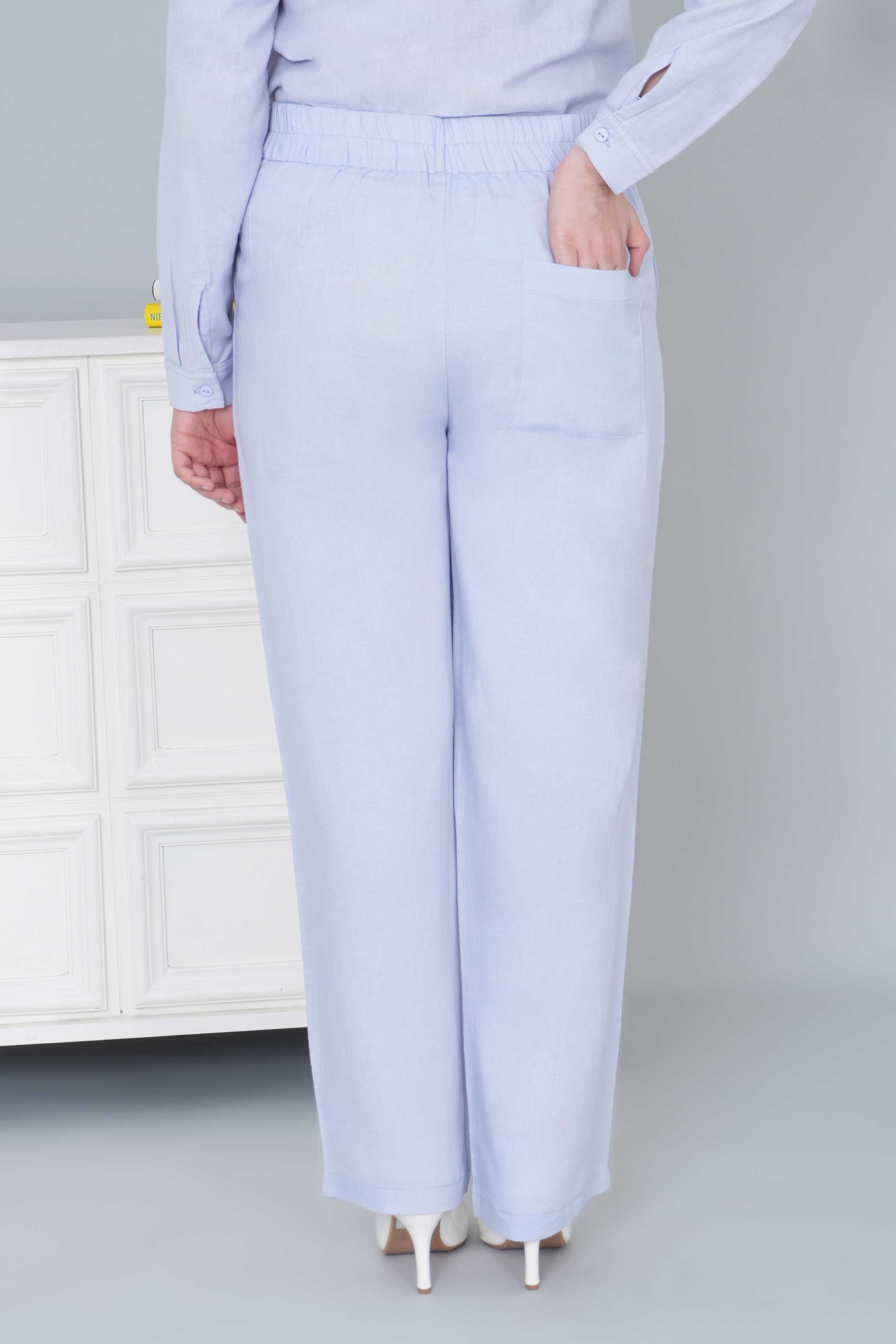 Light grey cotton linen flare pants