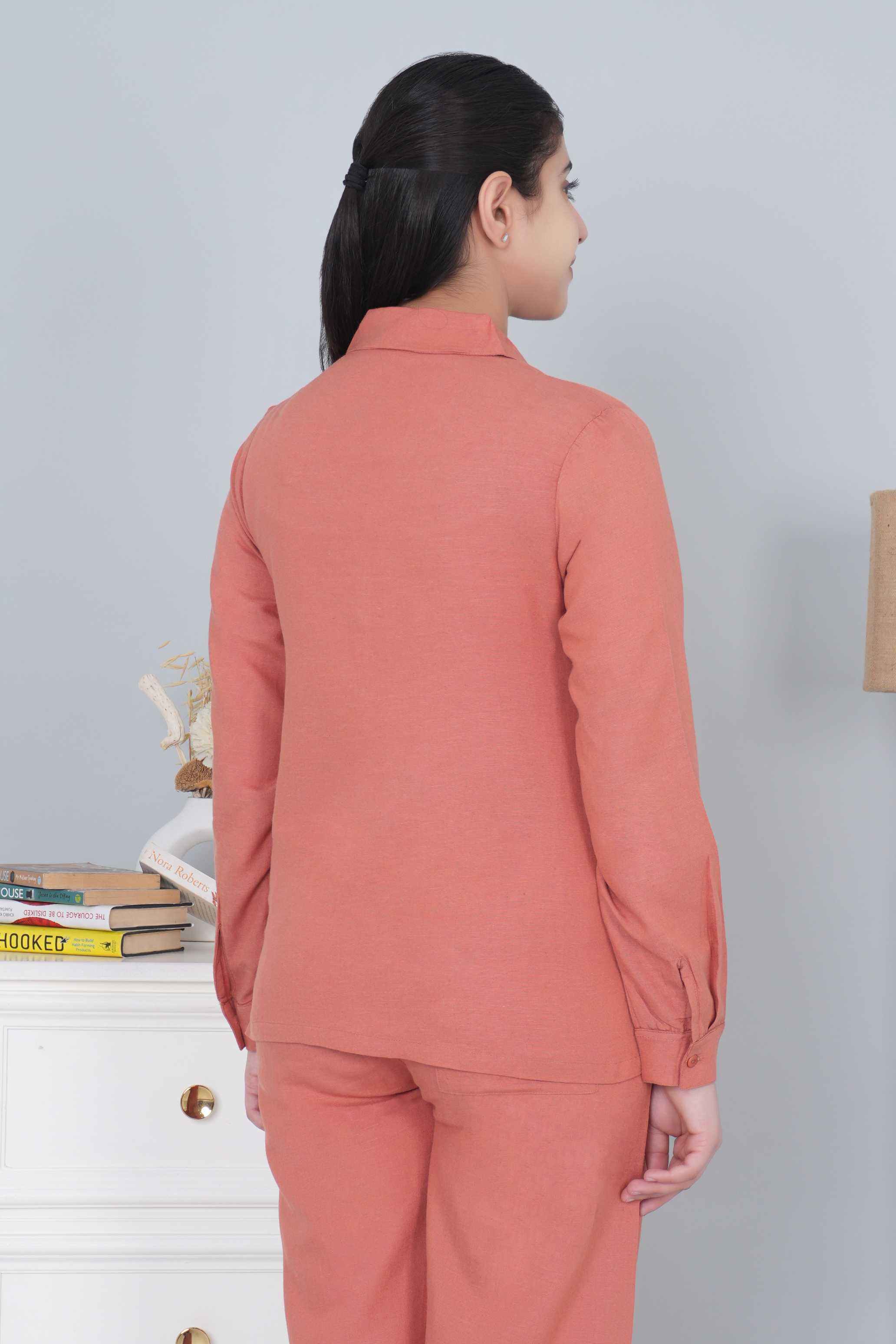 Rust cotton linen shirts