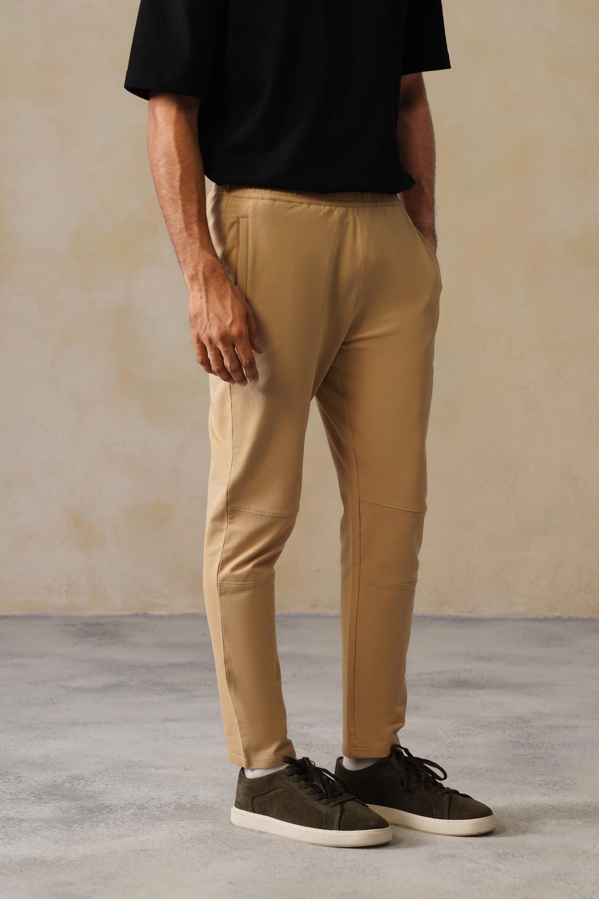 Men beige all day bottom with extra comfort. [100% Cotton Lycra]