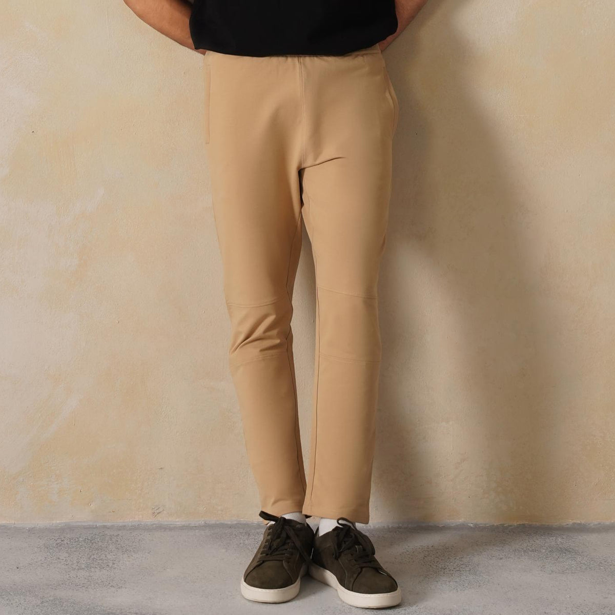 Men beige all day bottom with extra comfort. [100% Cotton Lycra]