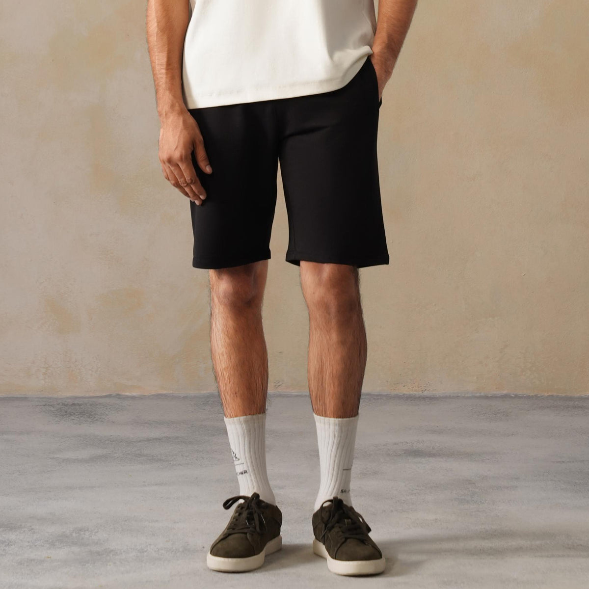 Men black all day shorts with extra comfort. [100% Cotton Lycra]