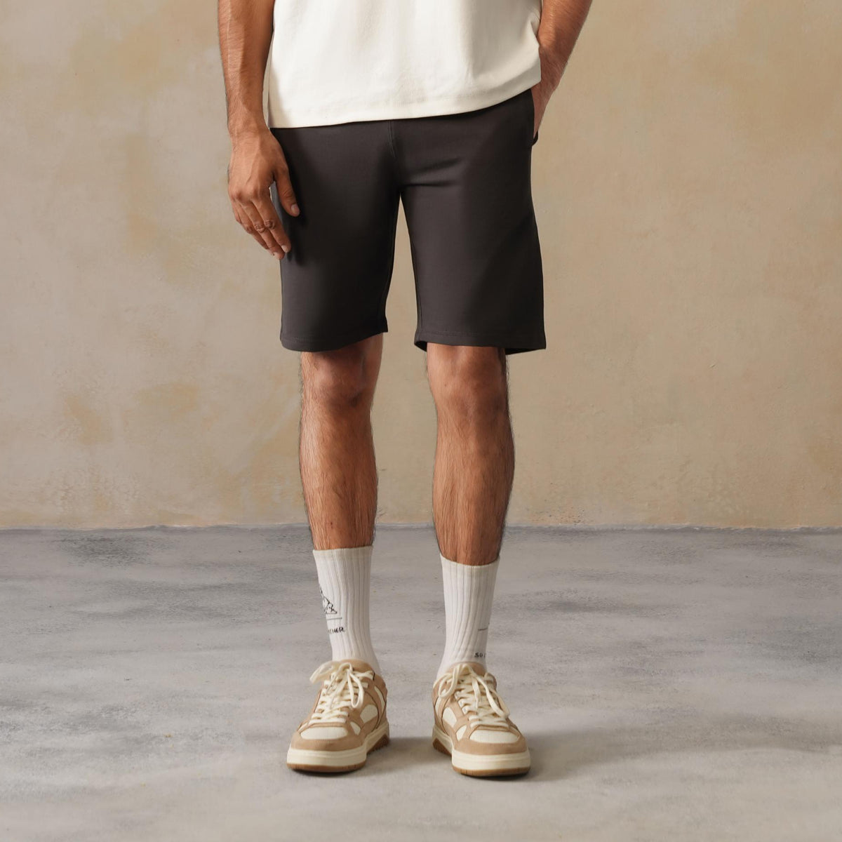 Men charcoal all day shorts with extra comfort. [100% Cotton Lycra]