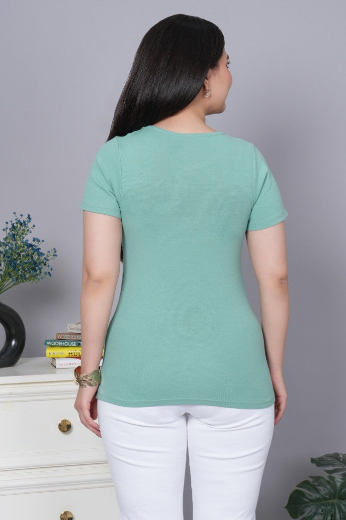 London Forest Stretchable Rib T Shirt [ 100% USA HQ Cotton, 280 GSM non transparent fabric ]