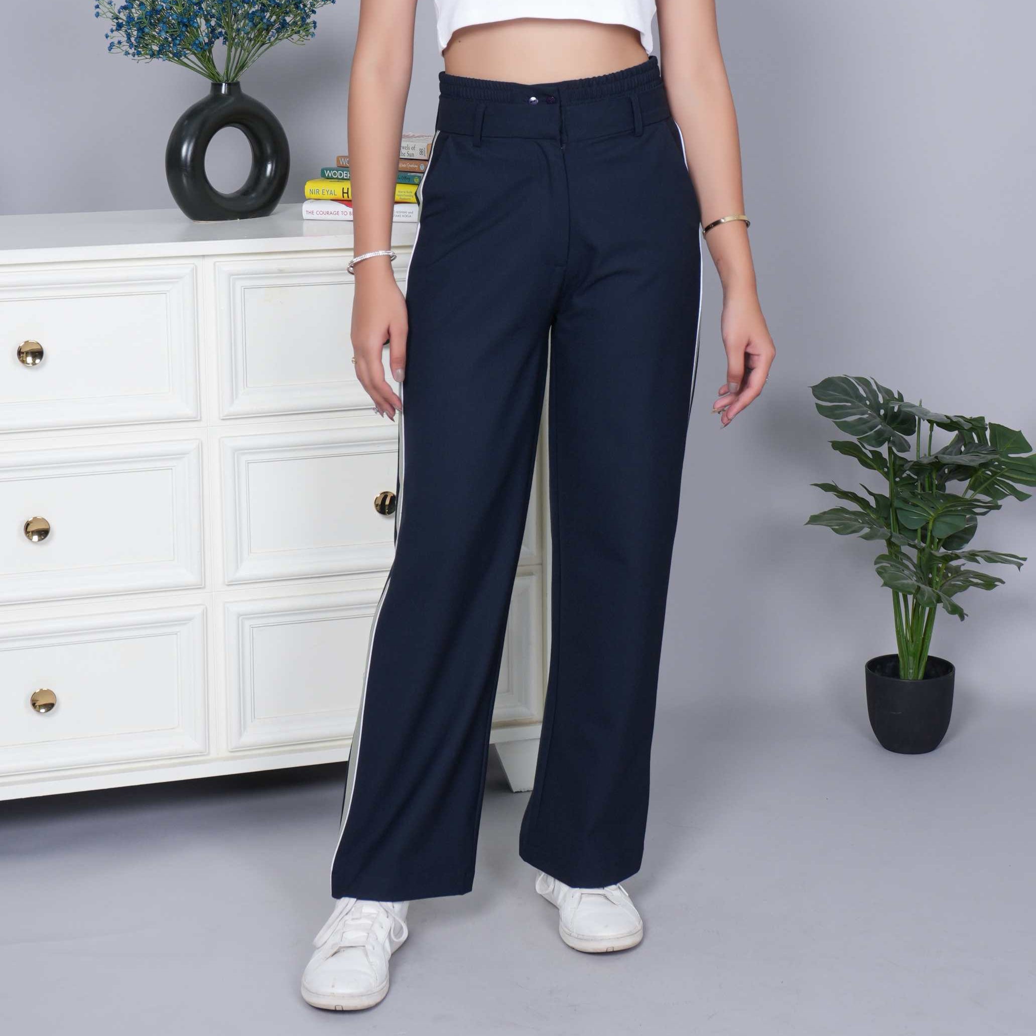 Dark navy high waist retro trouser with spandex