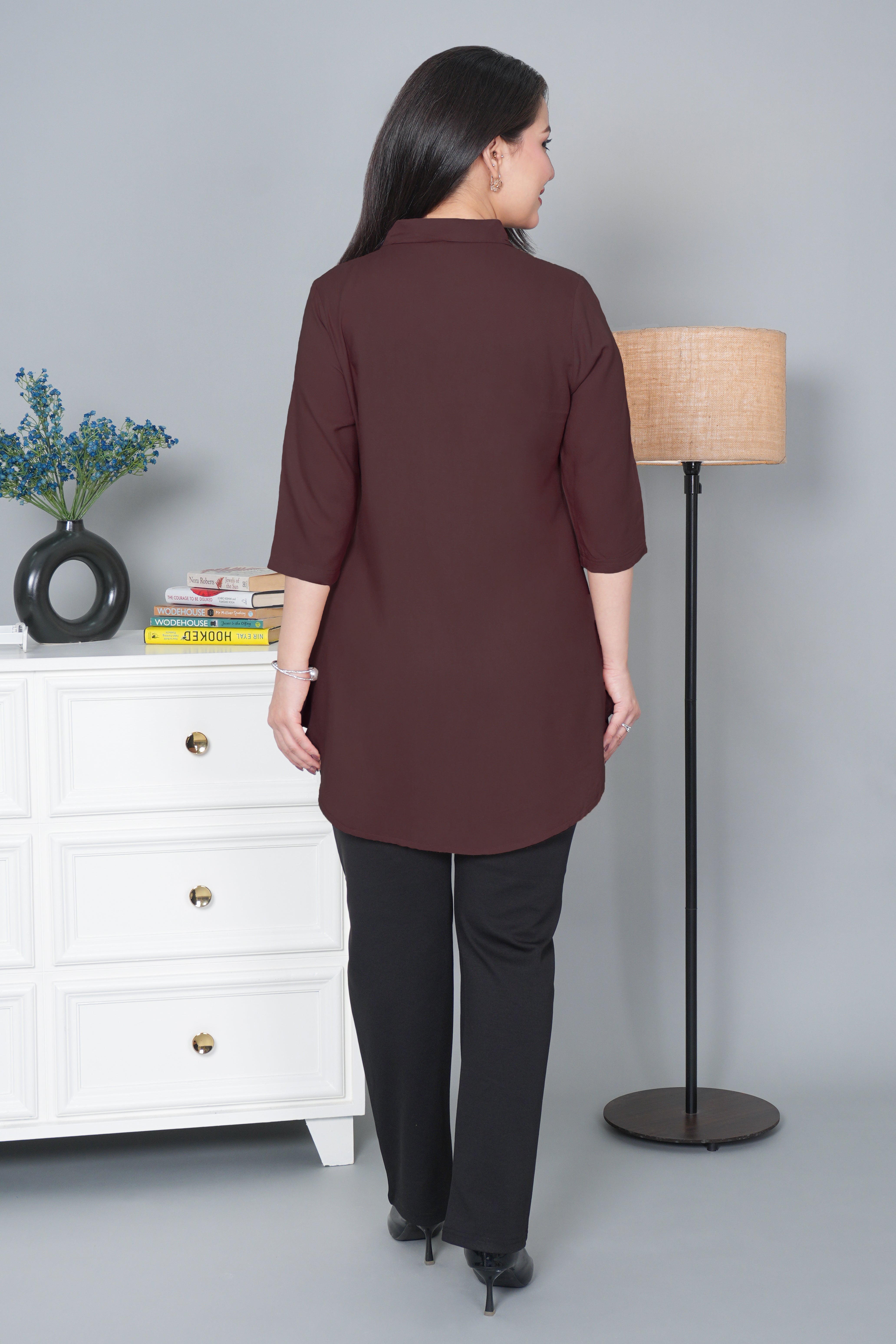 Brown rayon flare top [ 100% Rayon, Liva Certified ]