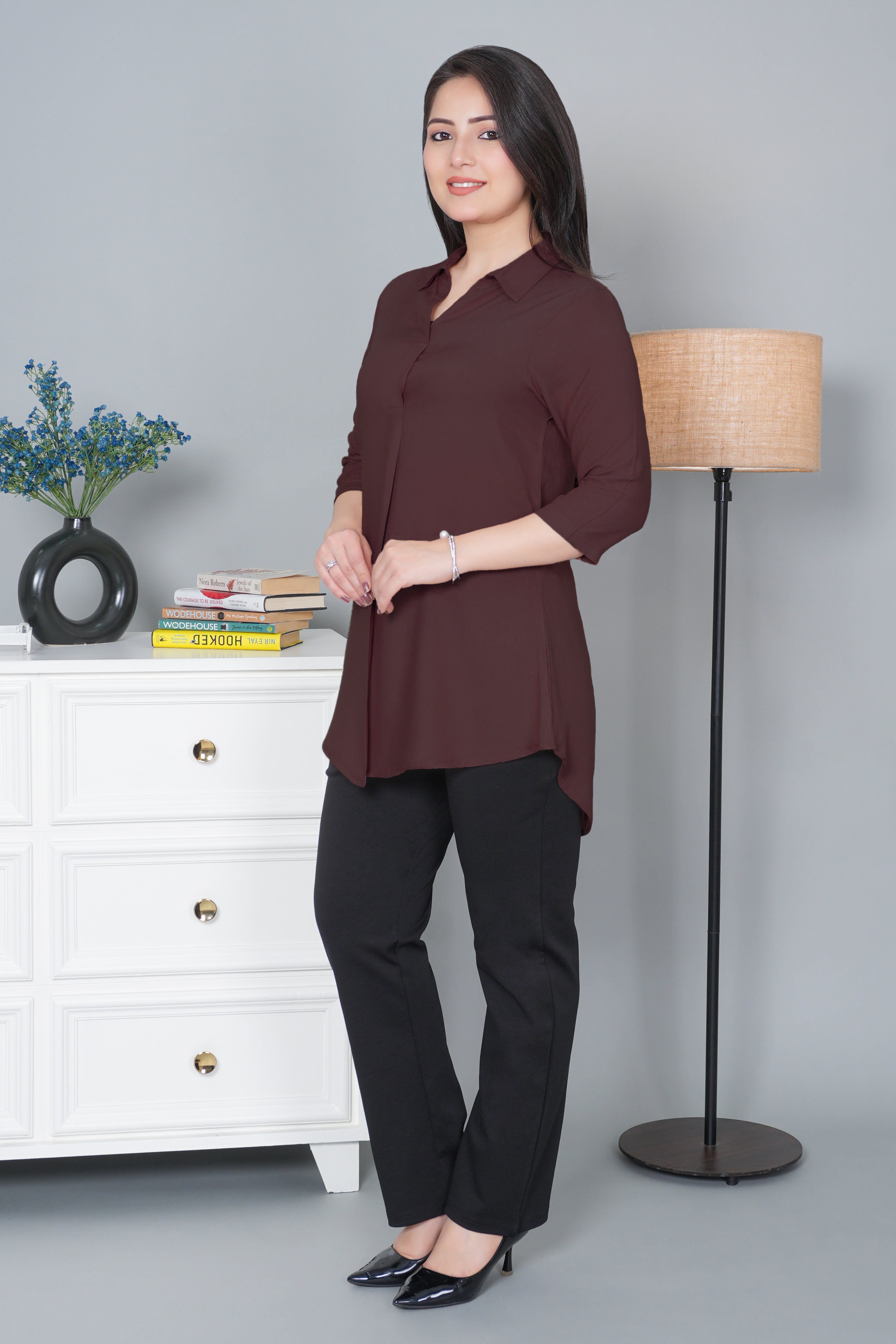 Brown rayon flare top [ 100% Rayon, Liva Certified ]