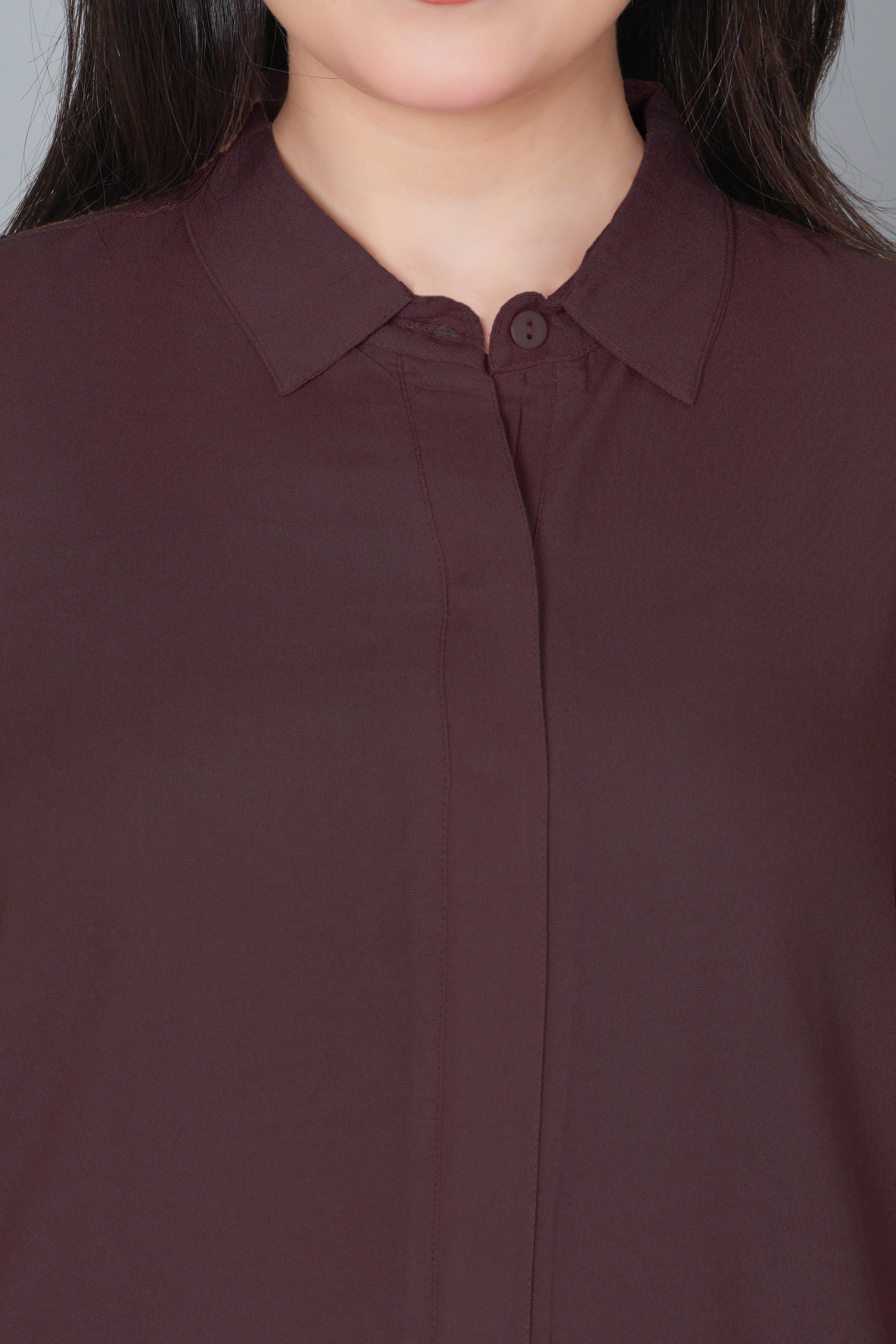 Brown long hemline shirt [ 100% Rayon, Liva Certified ]