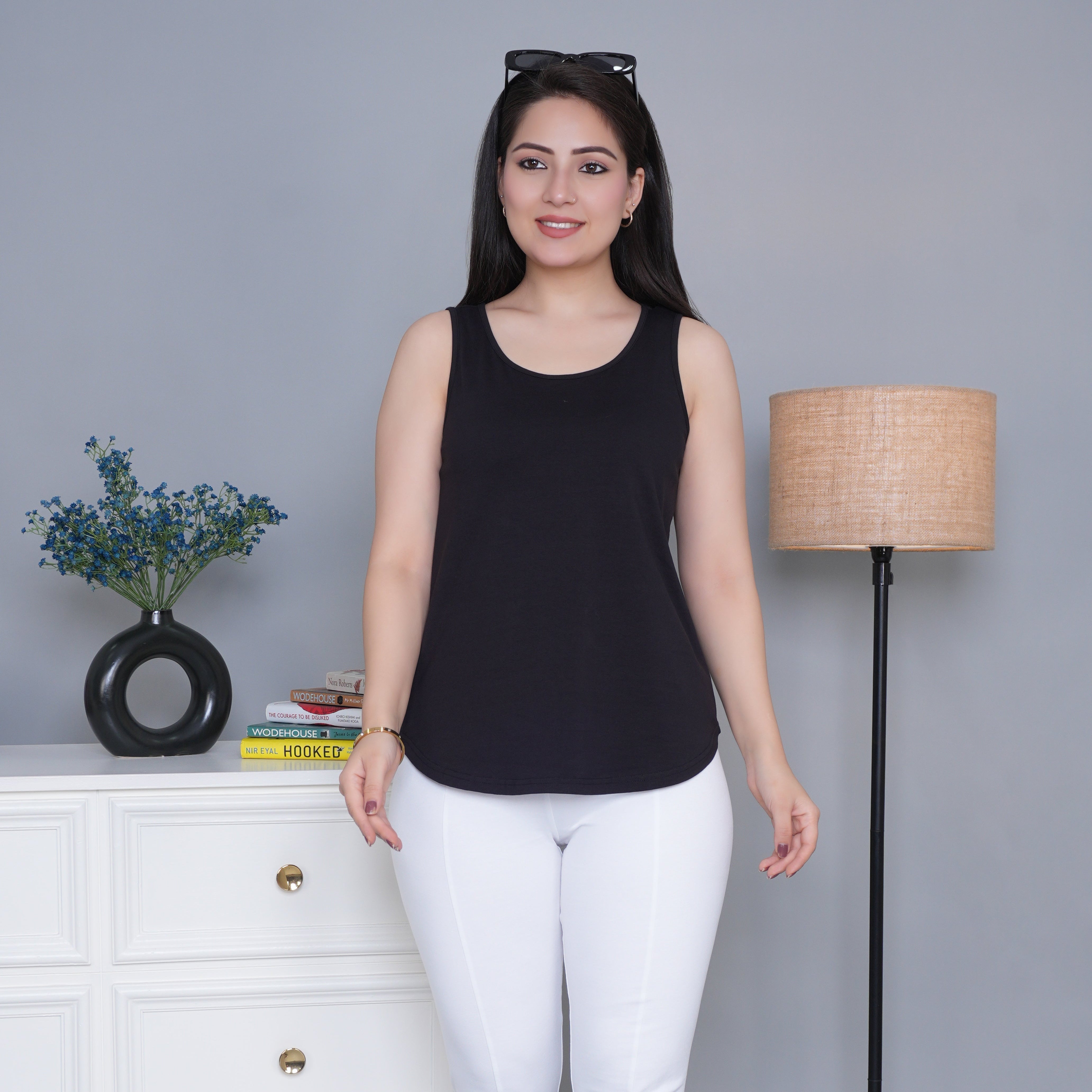 Black Cotton vest [100% Cotton spandex]