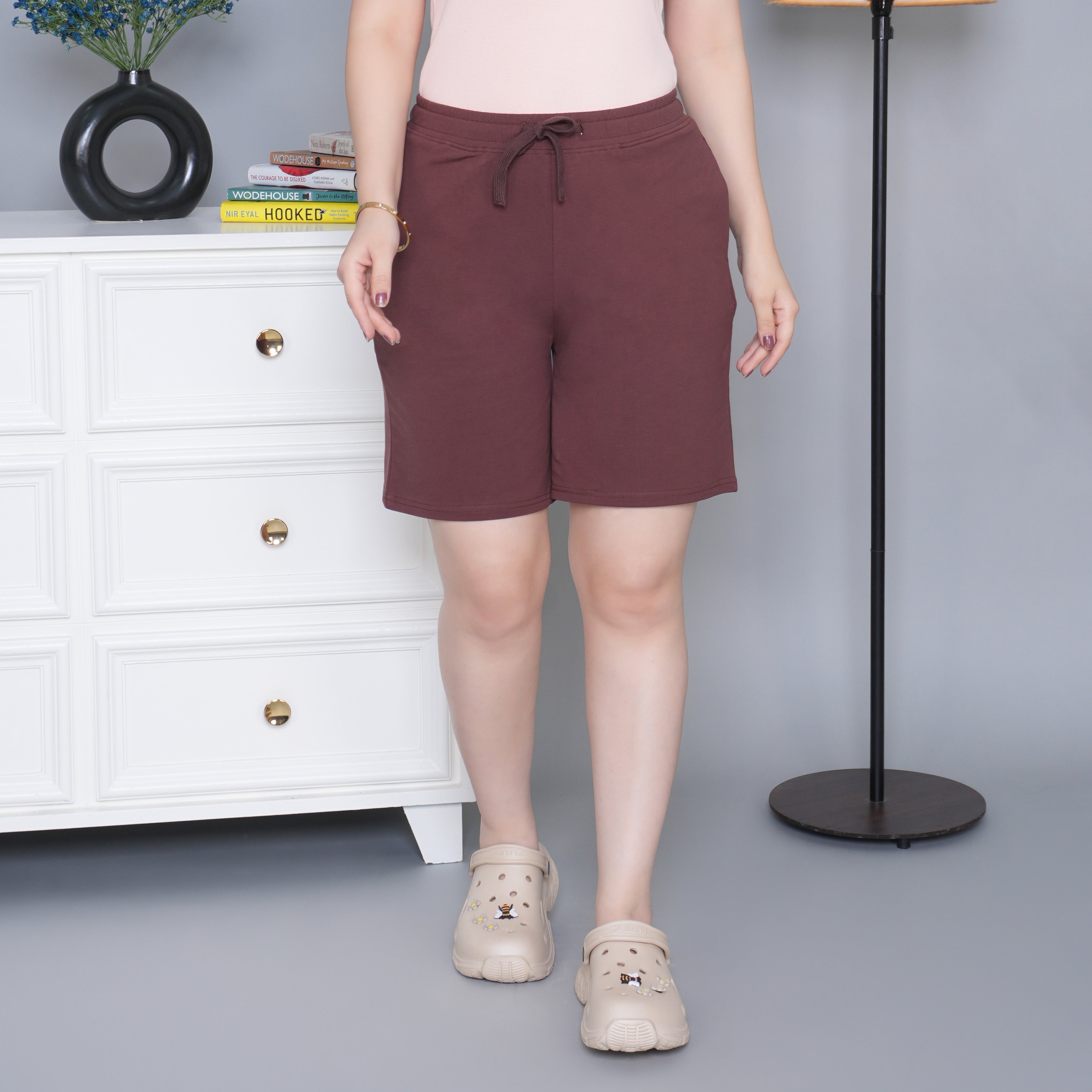 Mocha all day home shorts with extra comfort. [100% Cotton Lycra]