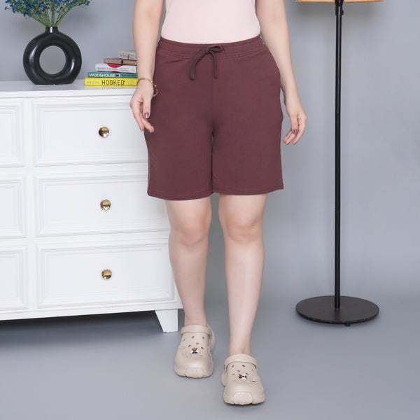 Mocha all day home shorts with extra comfort. [100% Cotton Lycra]